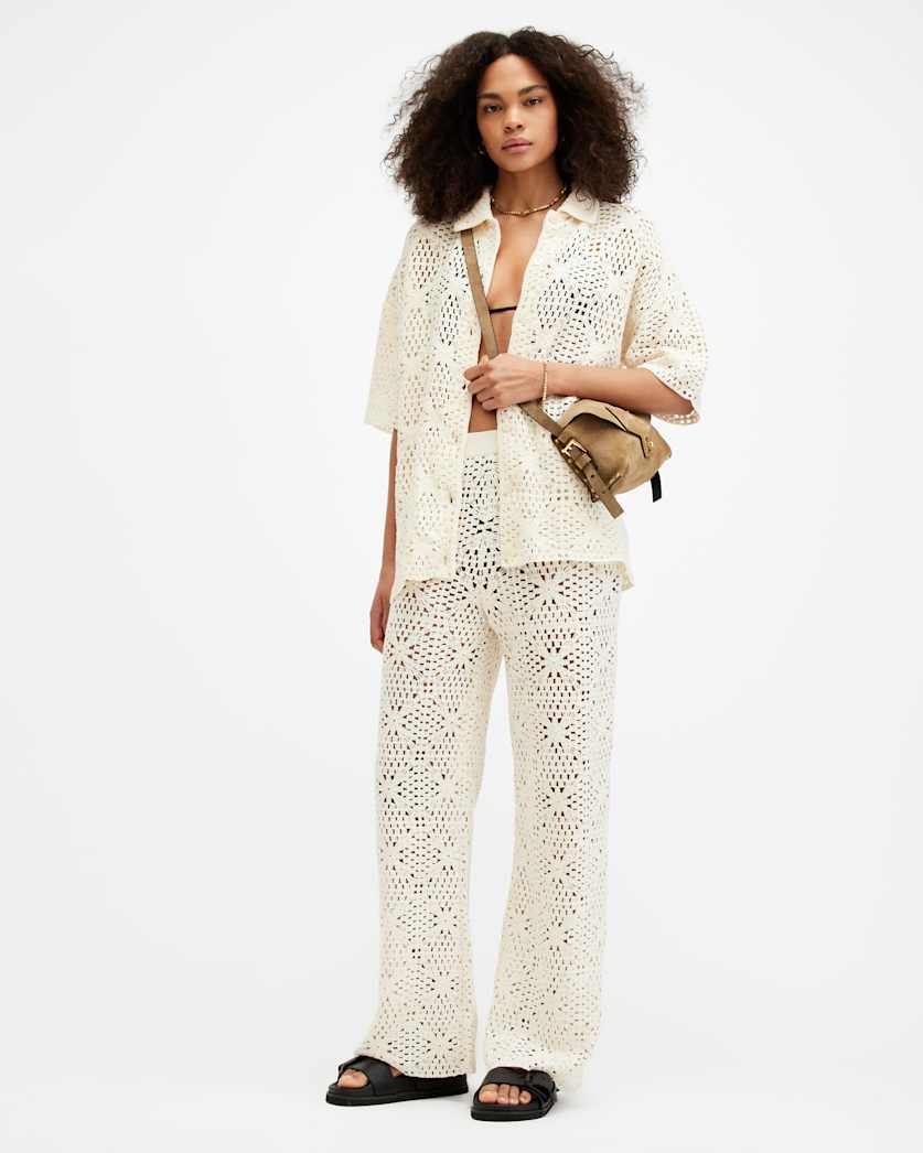 all saints Milly Crochet Pants Ecru White