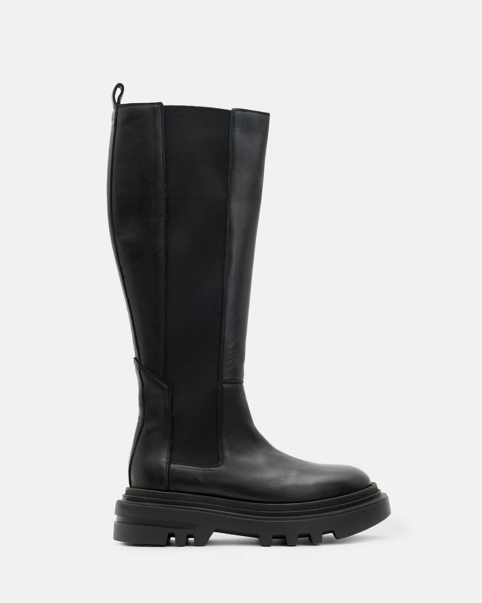 All Saints Monica Knee High Leather Boots Black