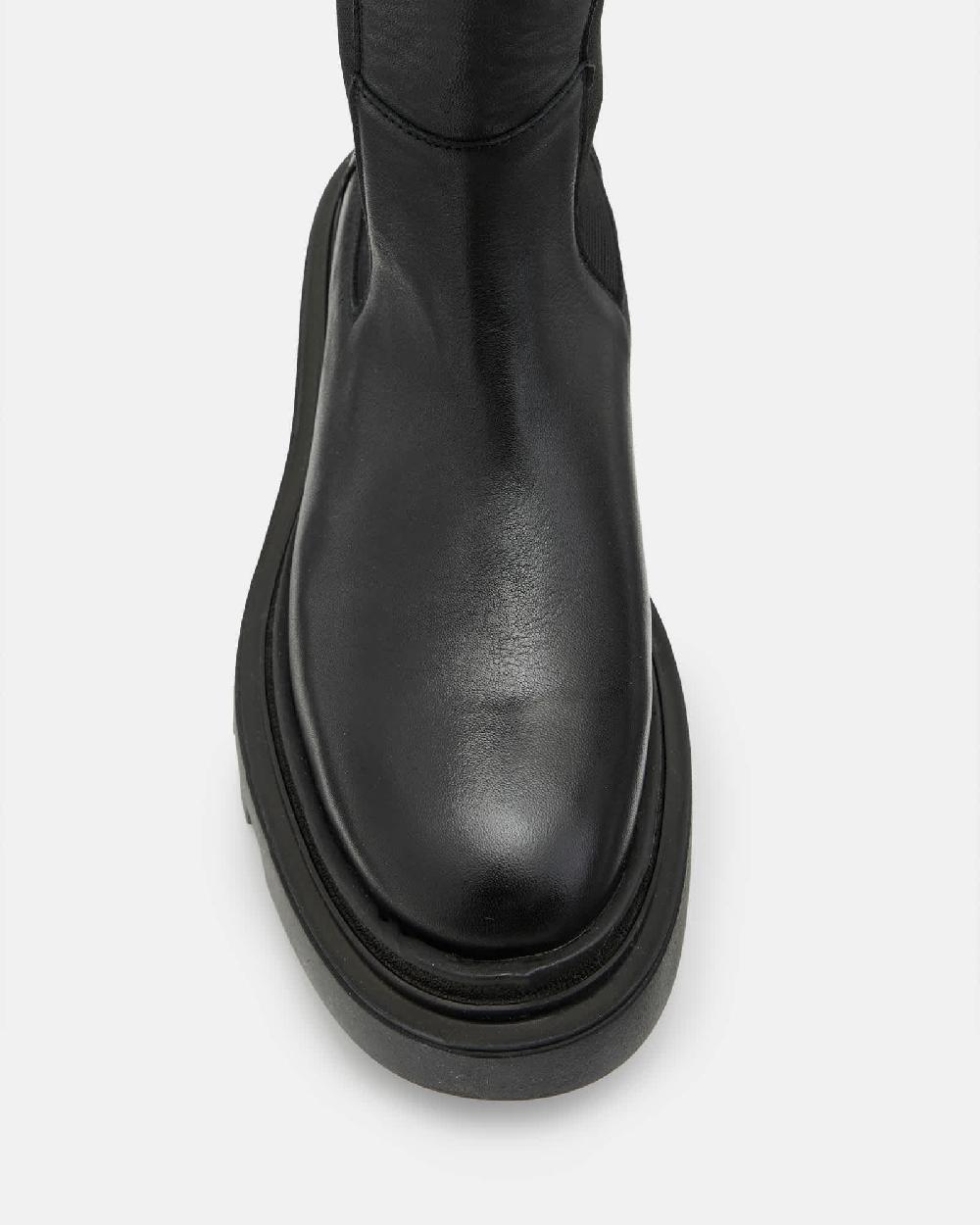 All Saints Monica Knee High Leather Boots Black