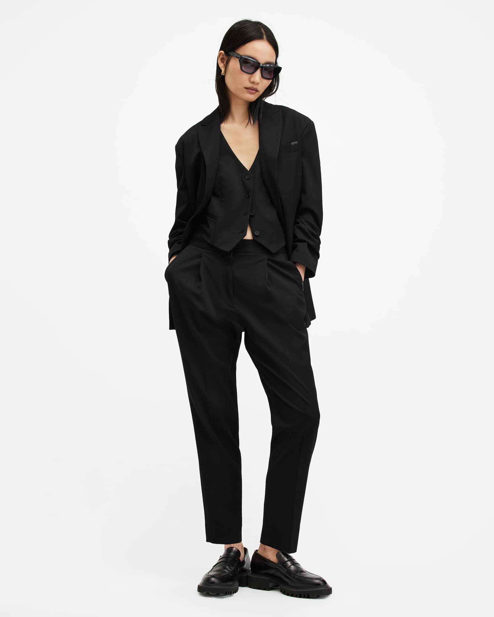 All Saints Nellie Slim Fit Tapered Pants Black