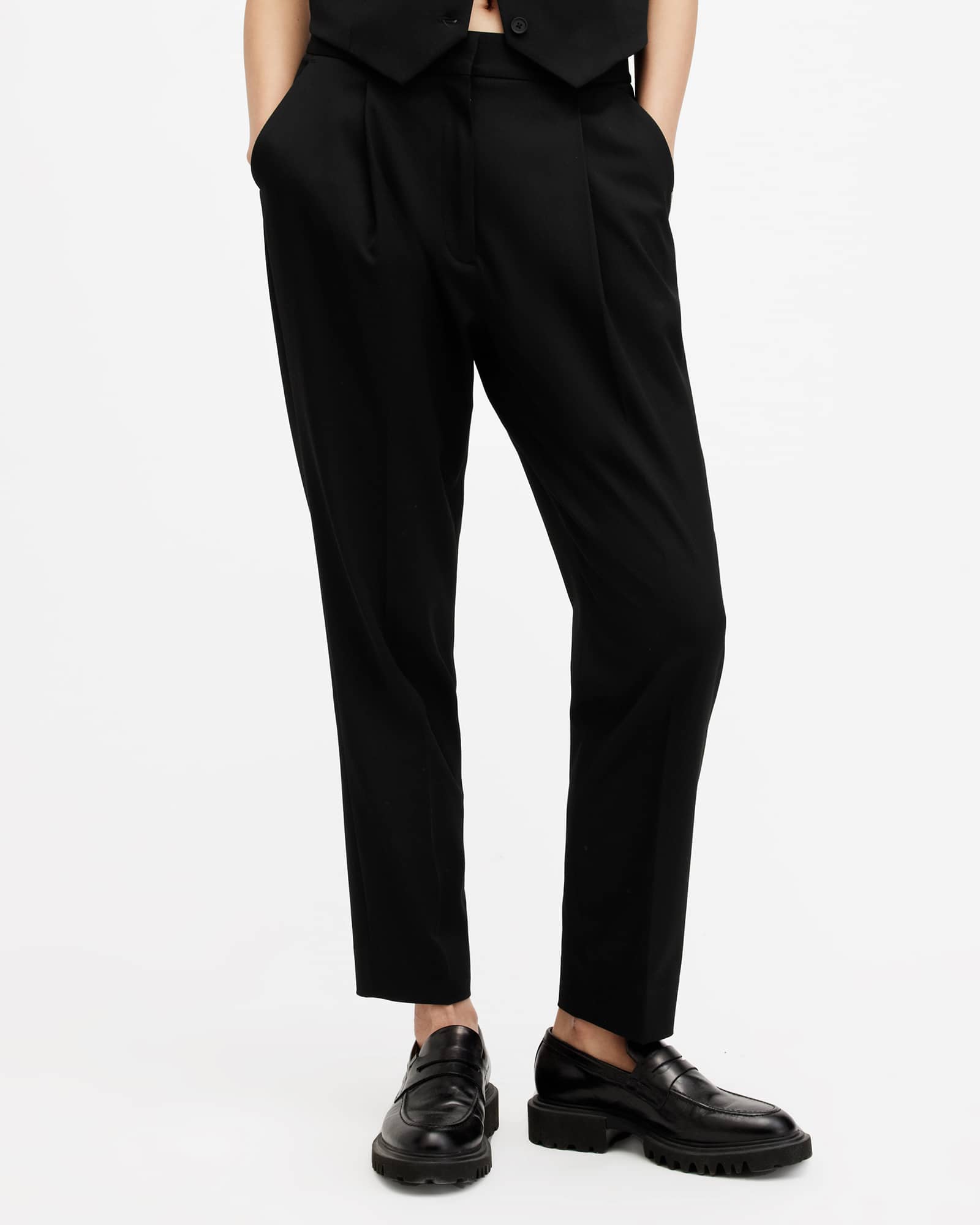 All Saints Nellie Slim Fit Tapered Pants Black