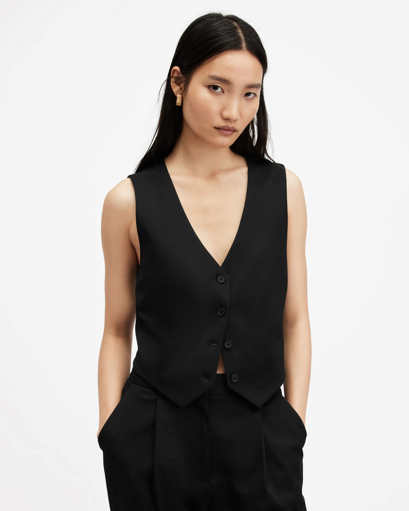 All Saints Nellie Tailored Vest Black