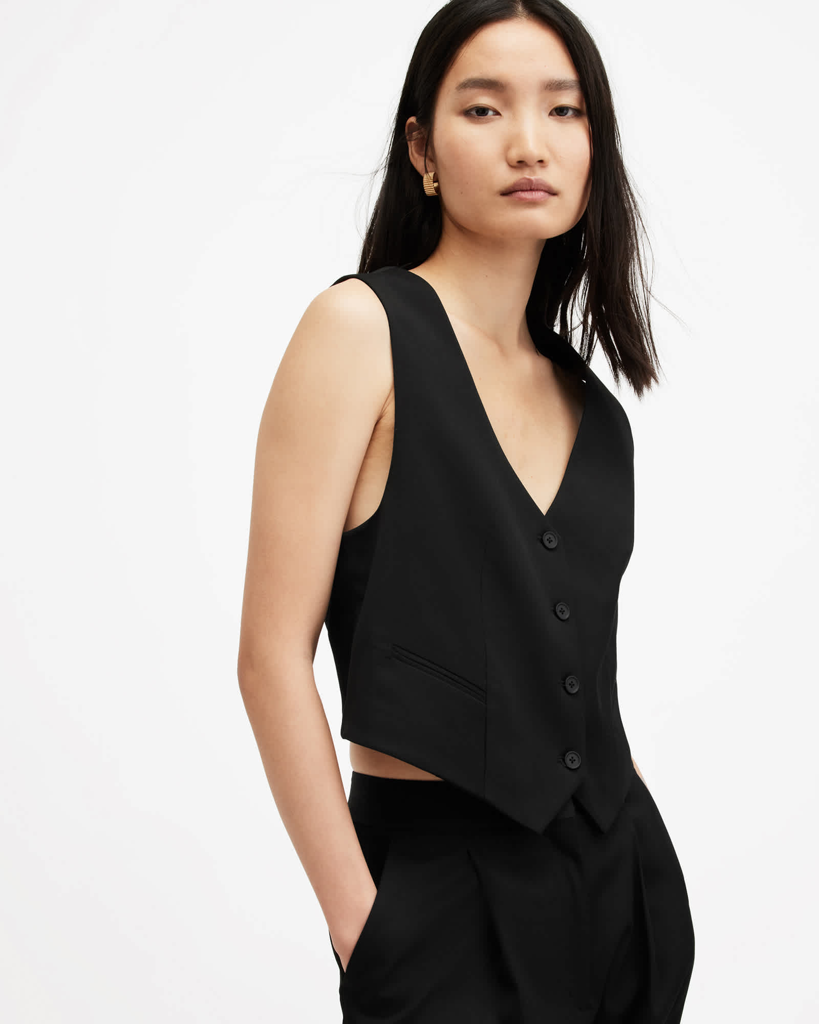 All Saints Nellie Tailored Vest Black