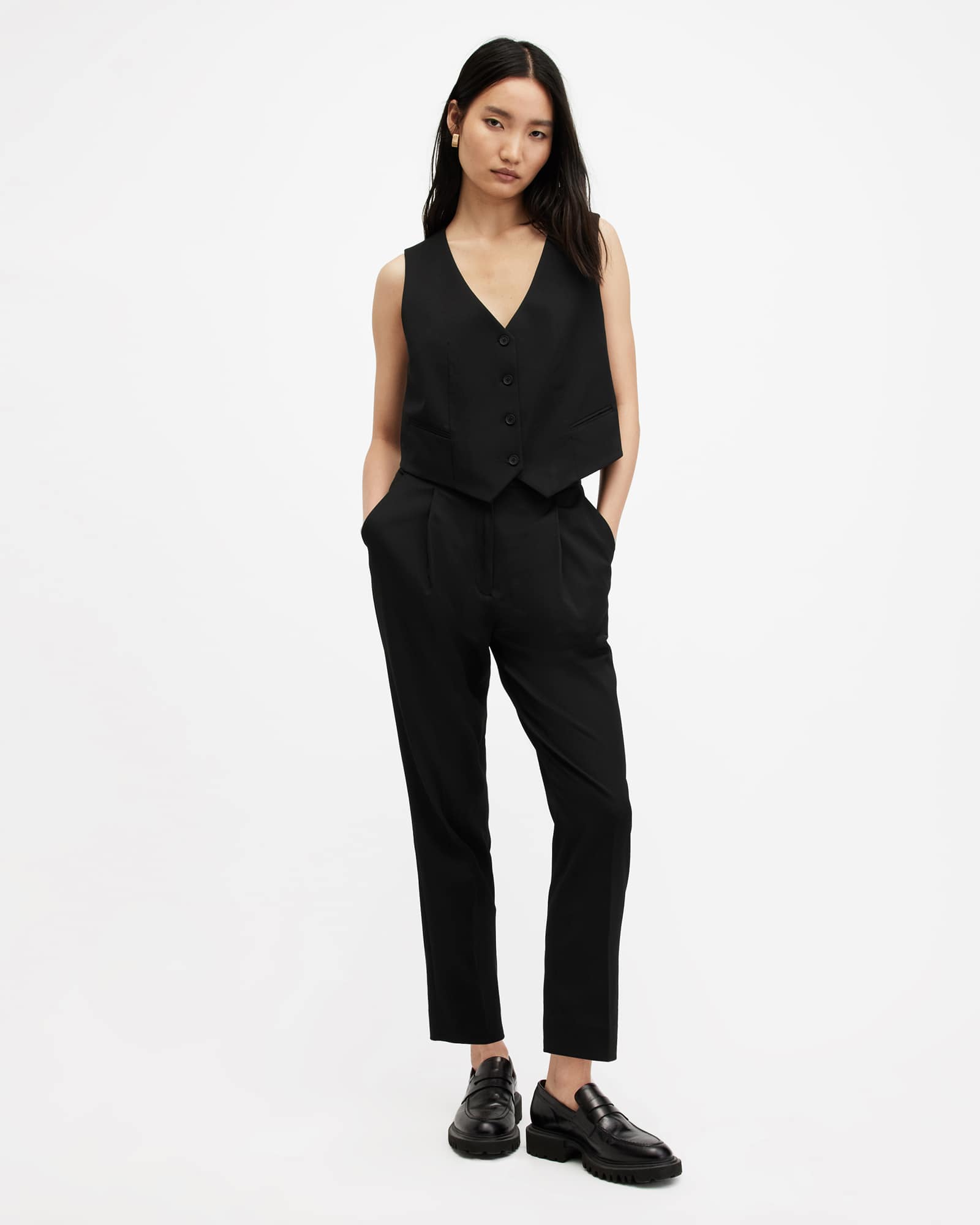 All Saints Nellie Tailored Vest Black