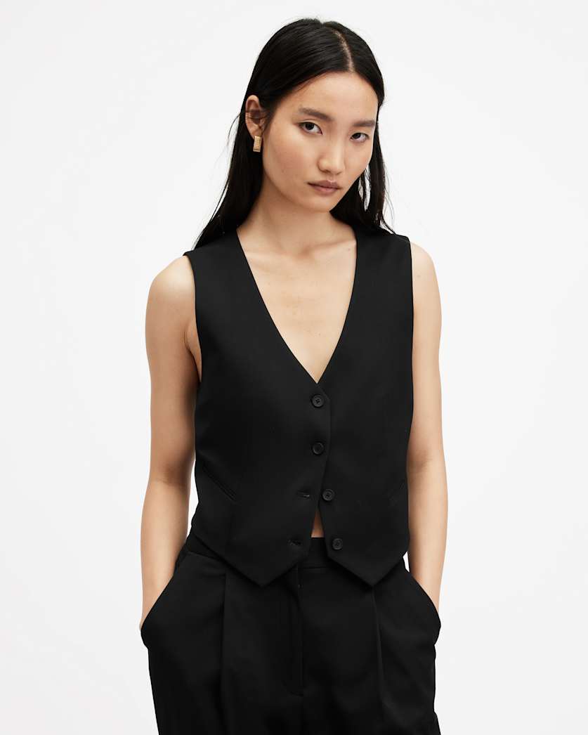 all saints Nellie Tailored Vest Black