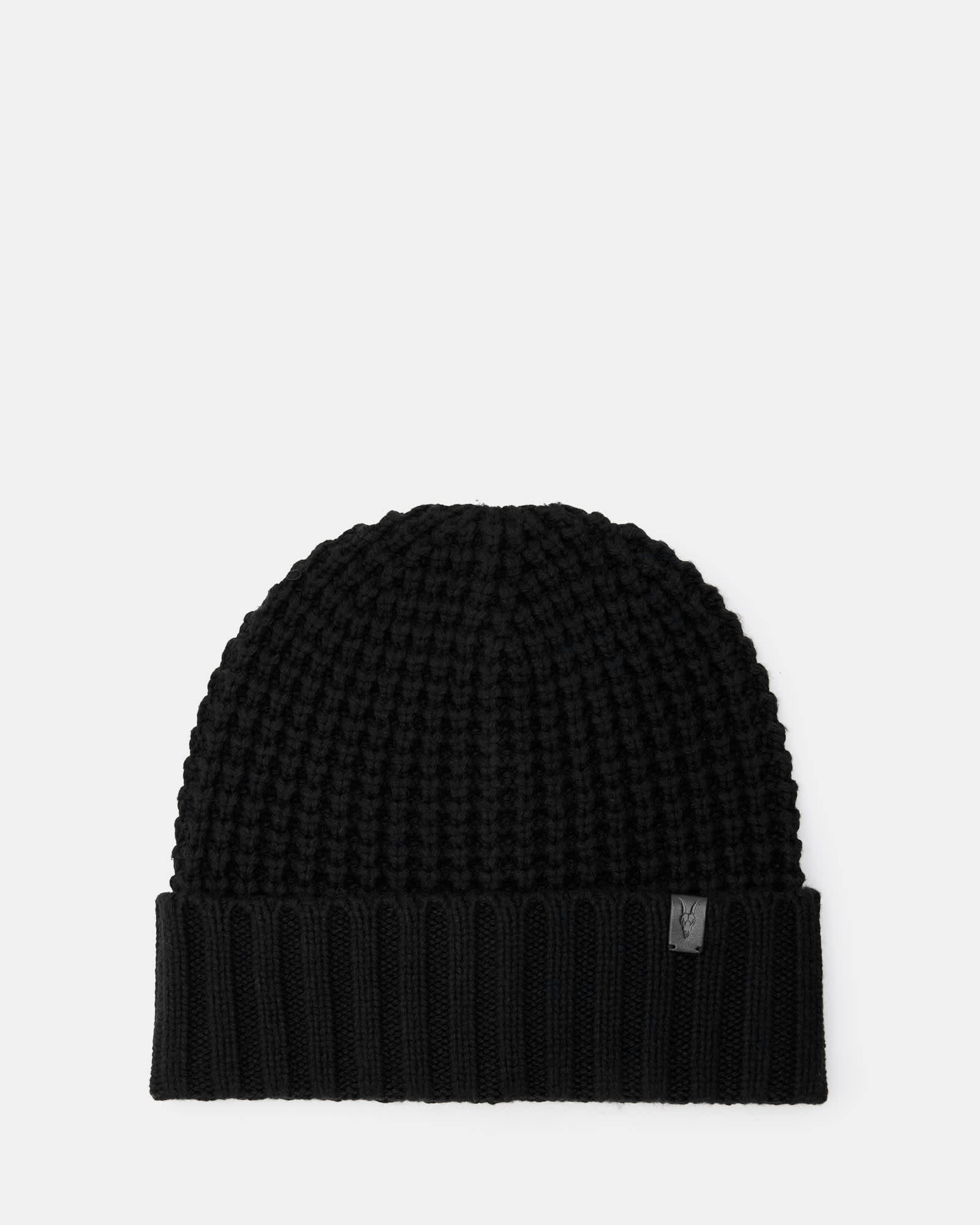 All Saints Nevada Ribbed Wool Blend Beanie Black