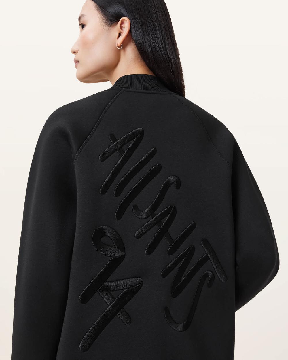 All Saints Nicola Oversized Bomber Jacket Black