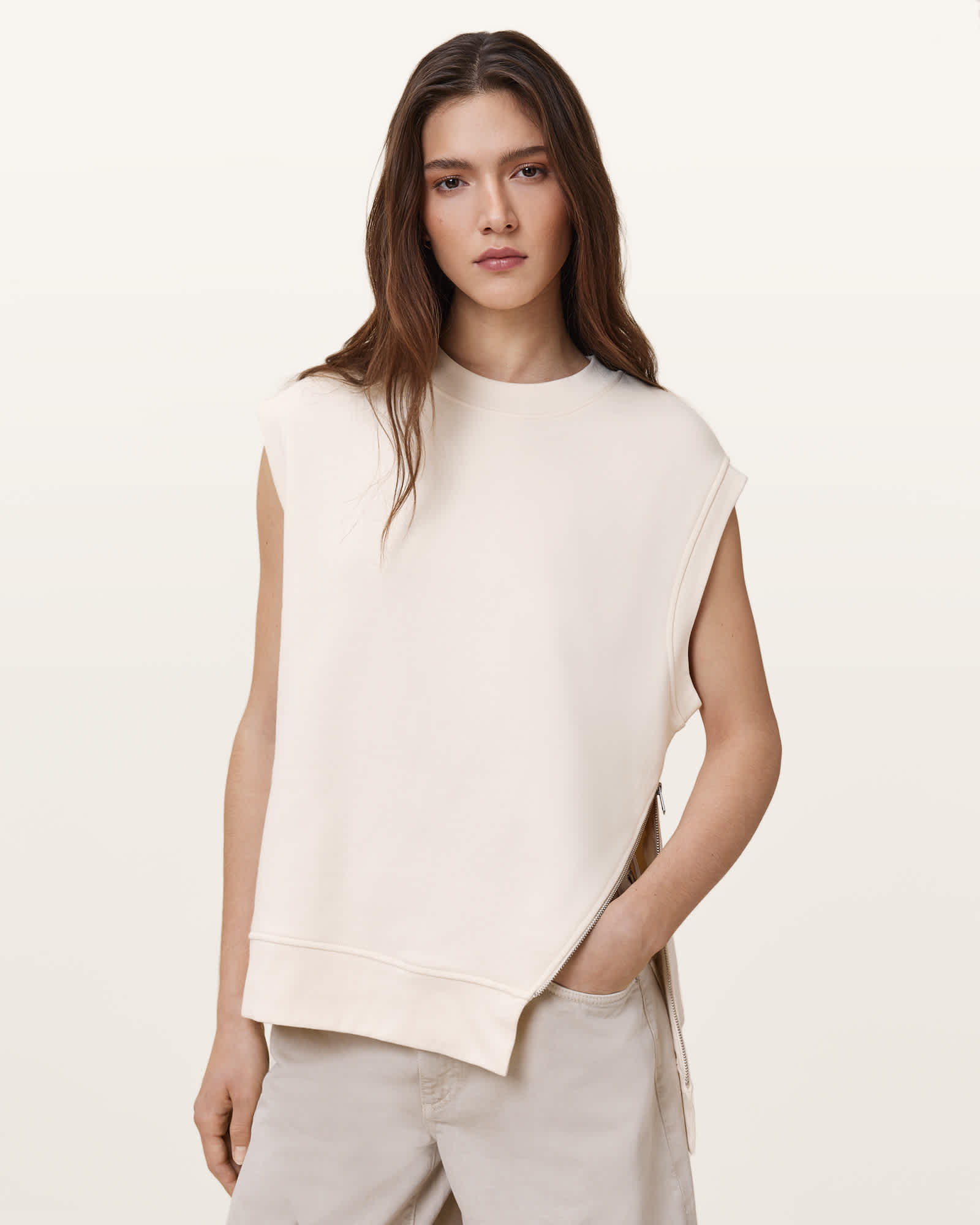 All Saints Nila Relaxed Fit Tank Top Tofu White
