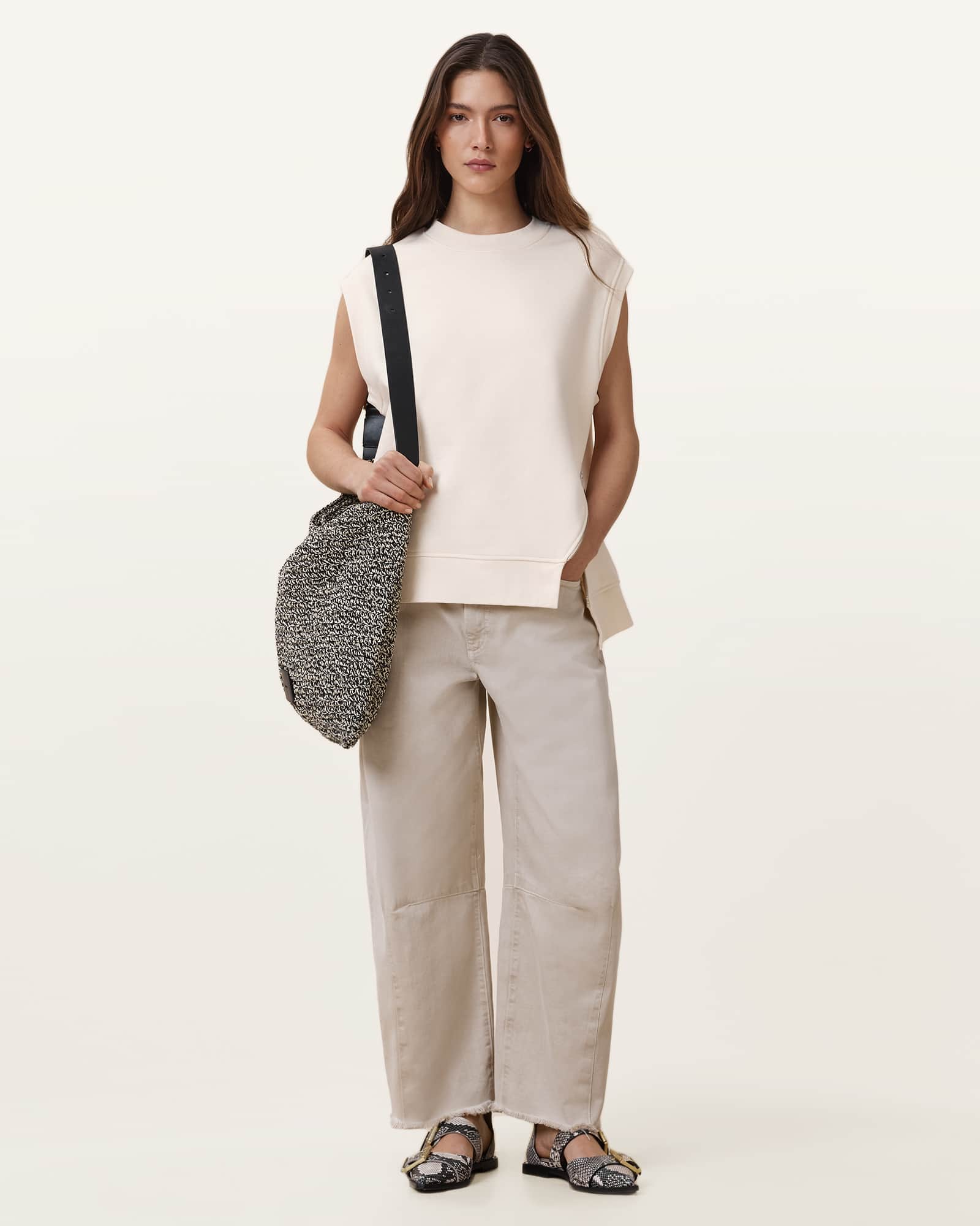 All Saints Nila Relaxed Fit Tank Top Tofu White