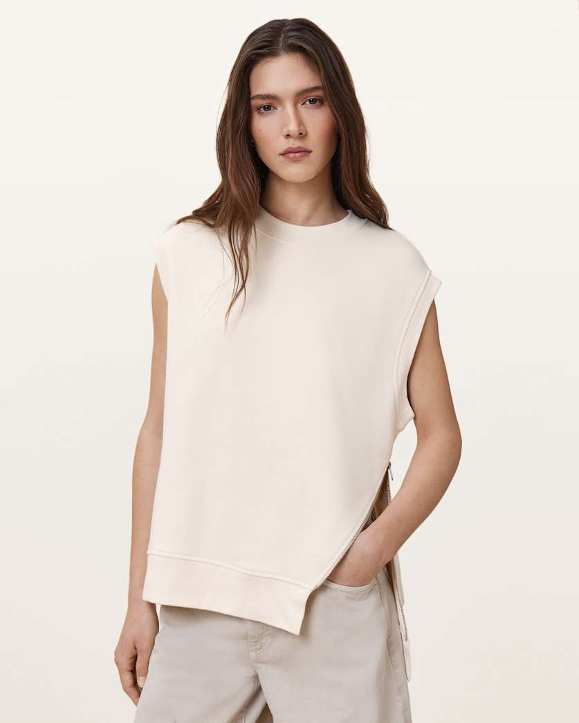 all saints Nila Relaxed Fit Tank Top Tofu White