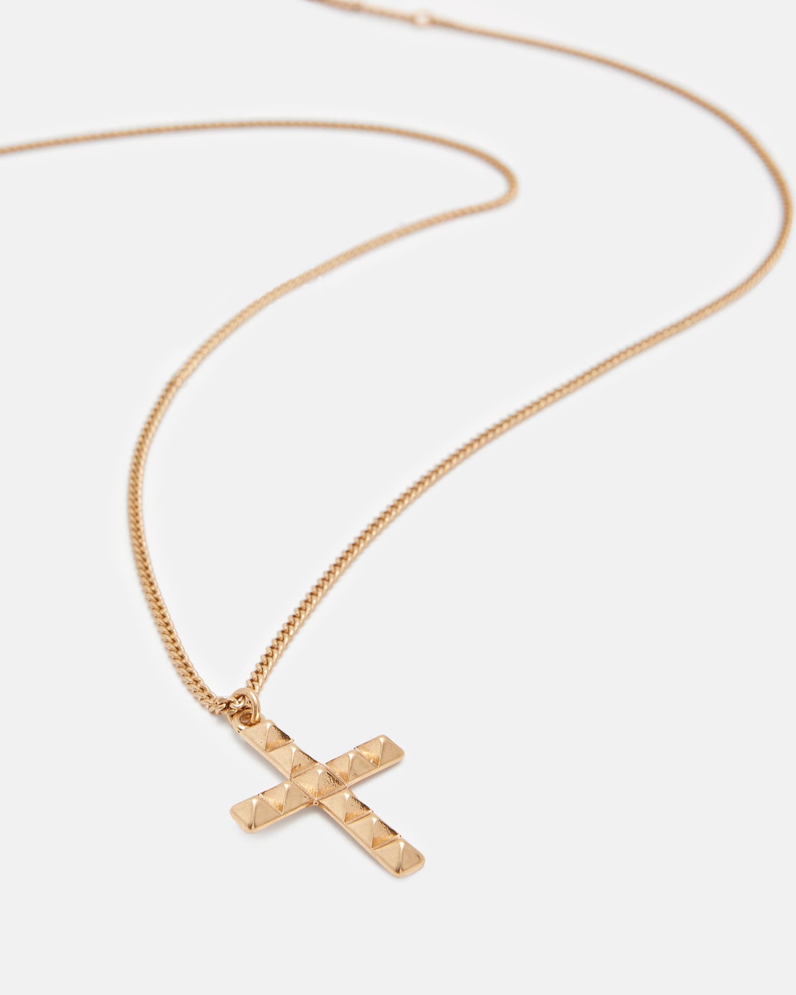 All Saints Nova Cross Long Necklace Warm Brass