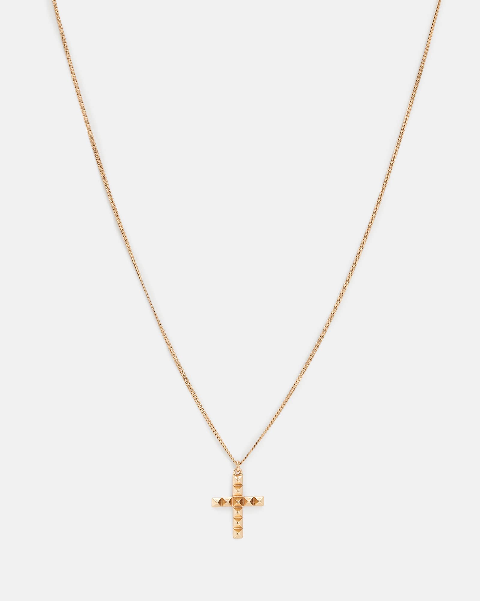 All Saints Nova Cross Long Necklace Warm Brass