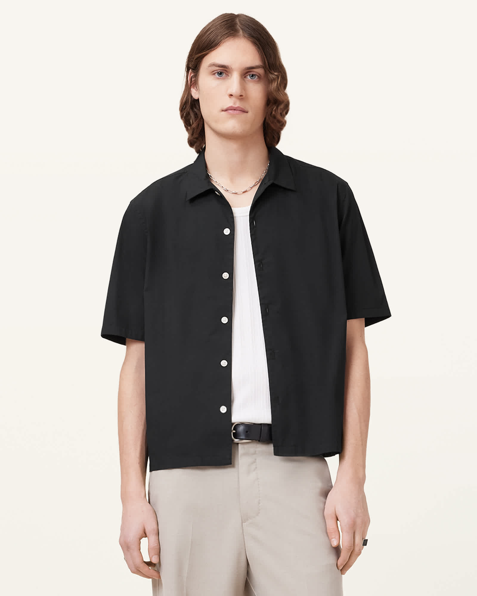 All Saints Nyon Short Sleeve Shirt Black