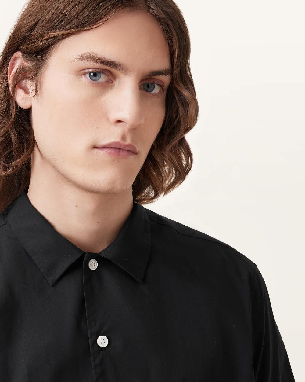 All Saints Nyon Short Sleeve Shirt Black