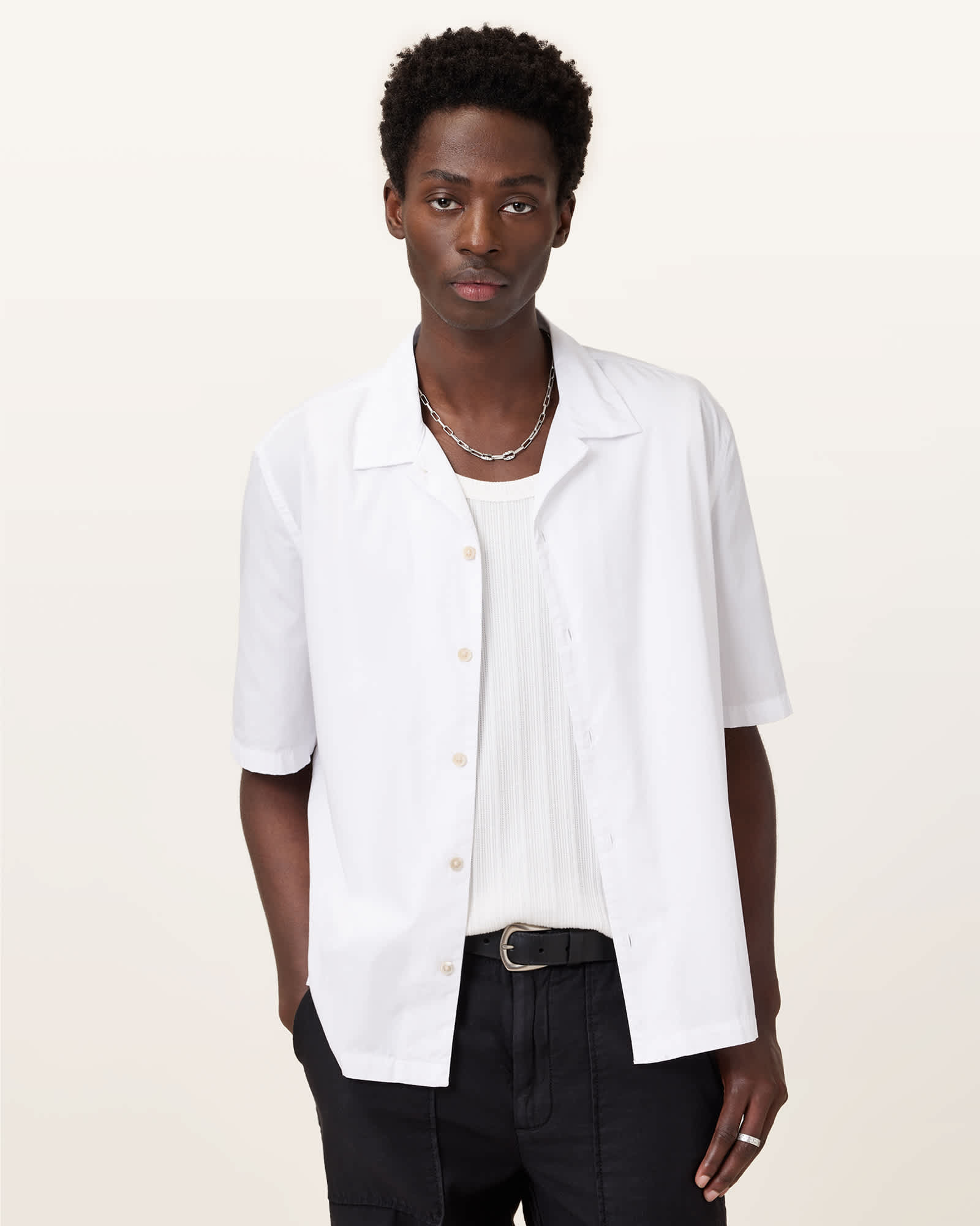 All Saints Nyon Short Sleeve Shirt White