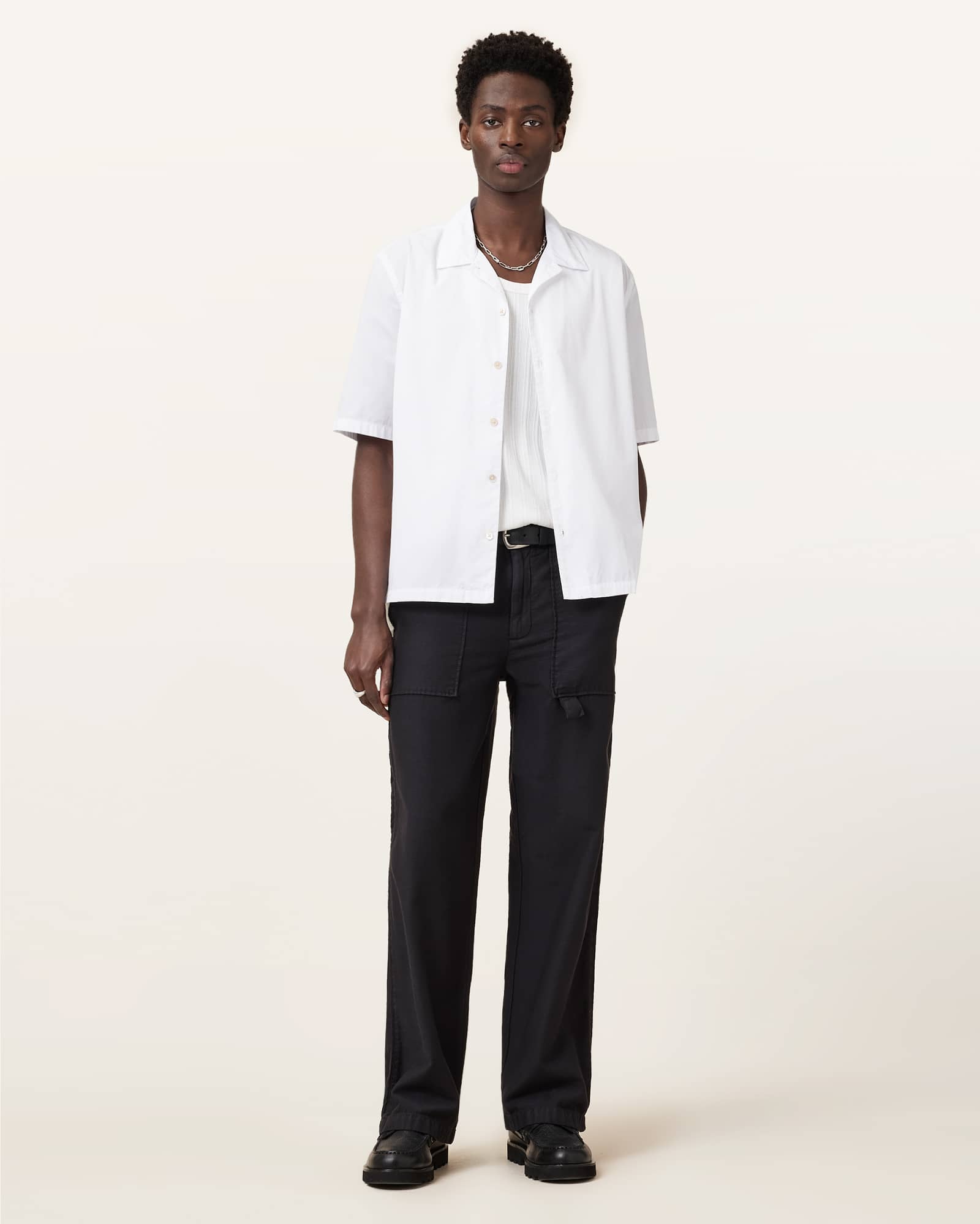 All Saints Nyon Short Sleeve Shirt White