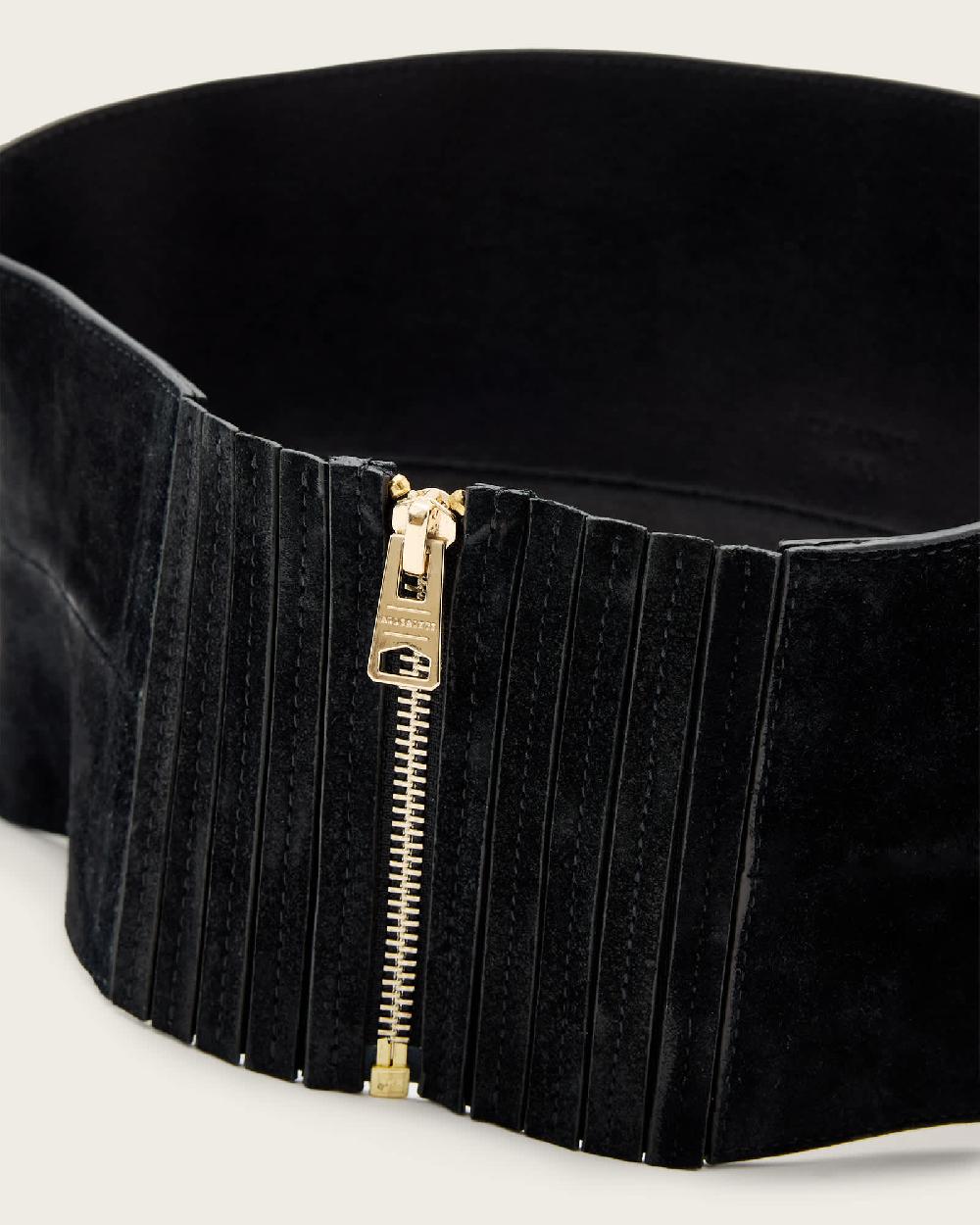 All Saints Oakleigh Suede Corset Belt Black