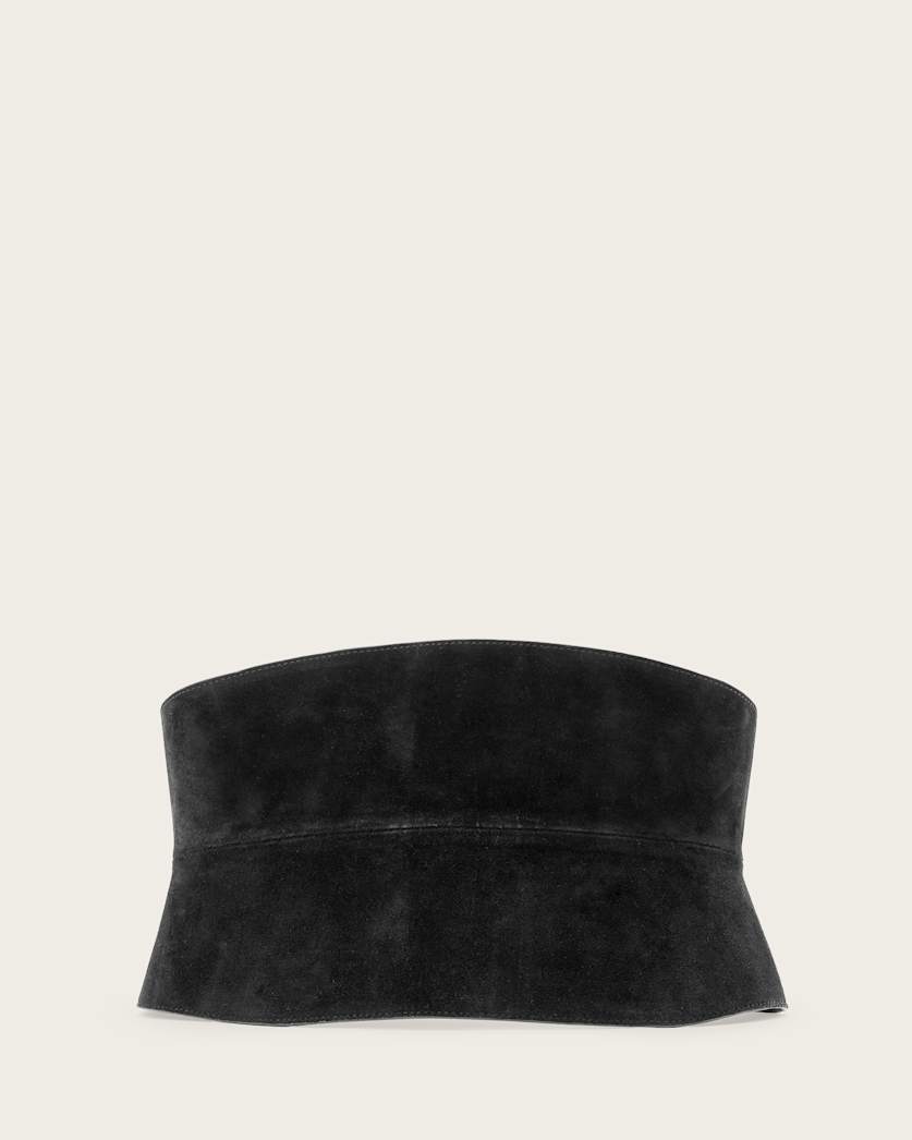 all saints Oakleigh Suede Corset Belt Black