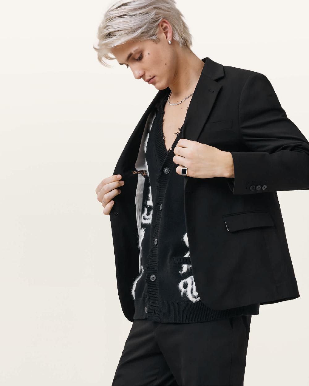 All Saints Odin Slim Fit Blazer Black