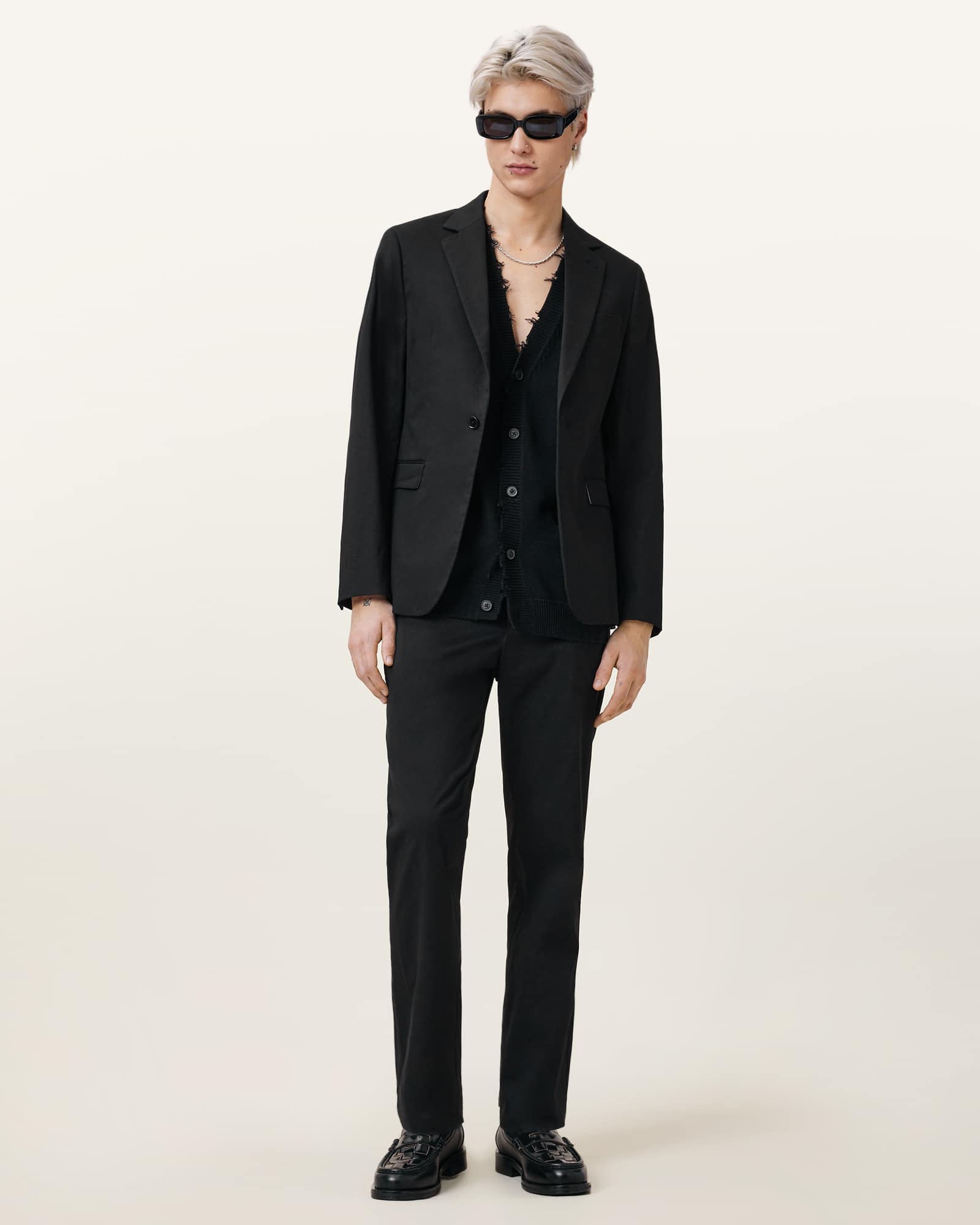 All Saints Odin Straight Leg Tailored Pants Black