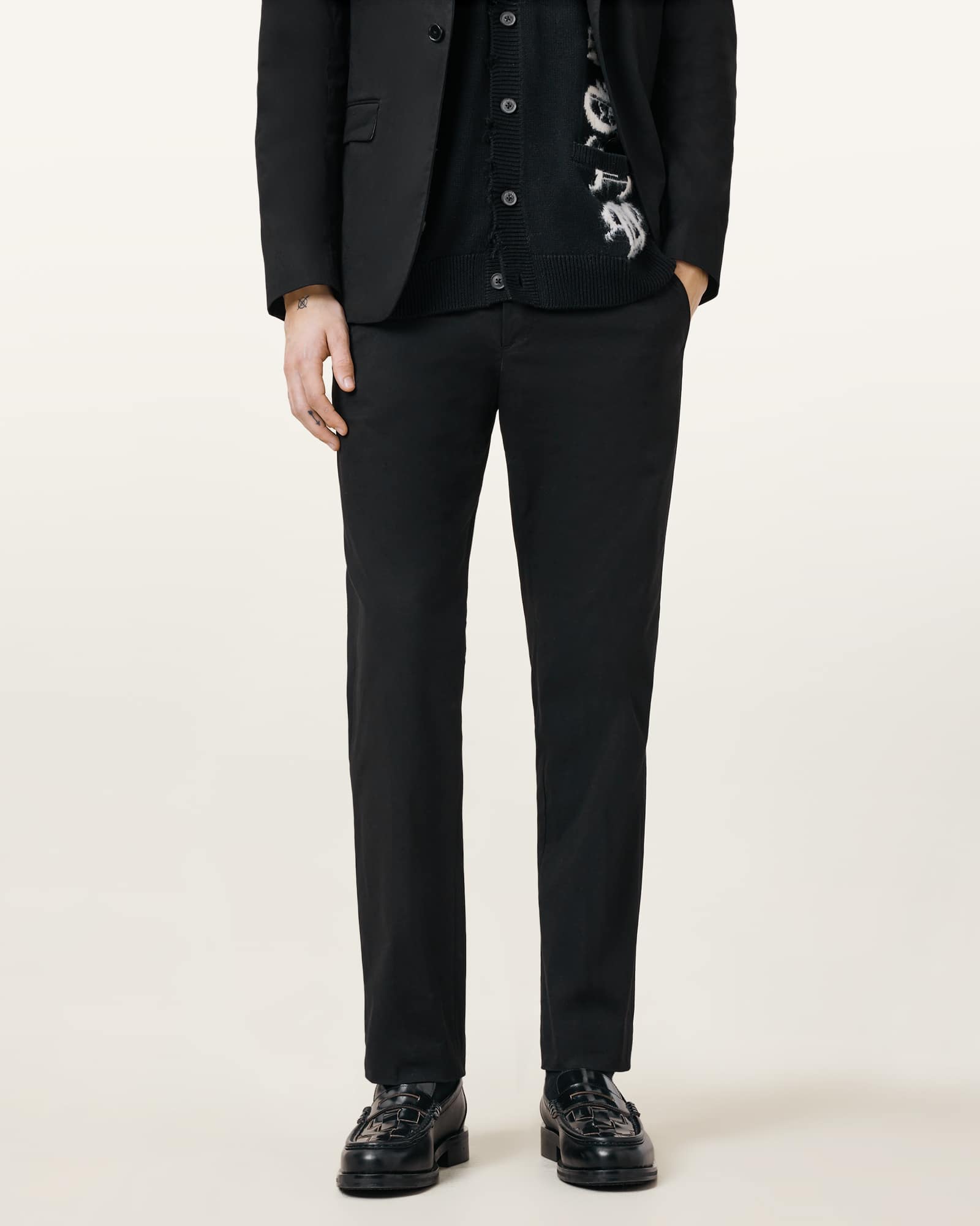 All Saints Odin Straight Leg Tailored Pants Black