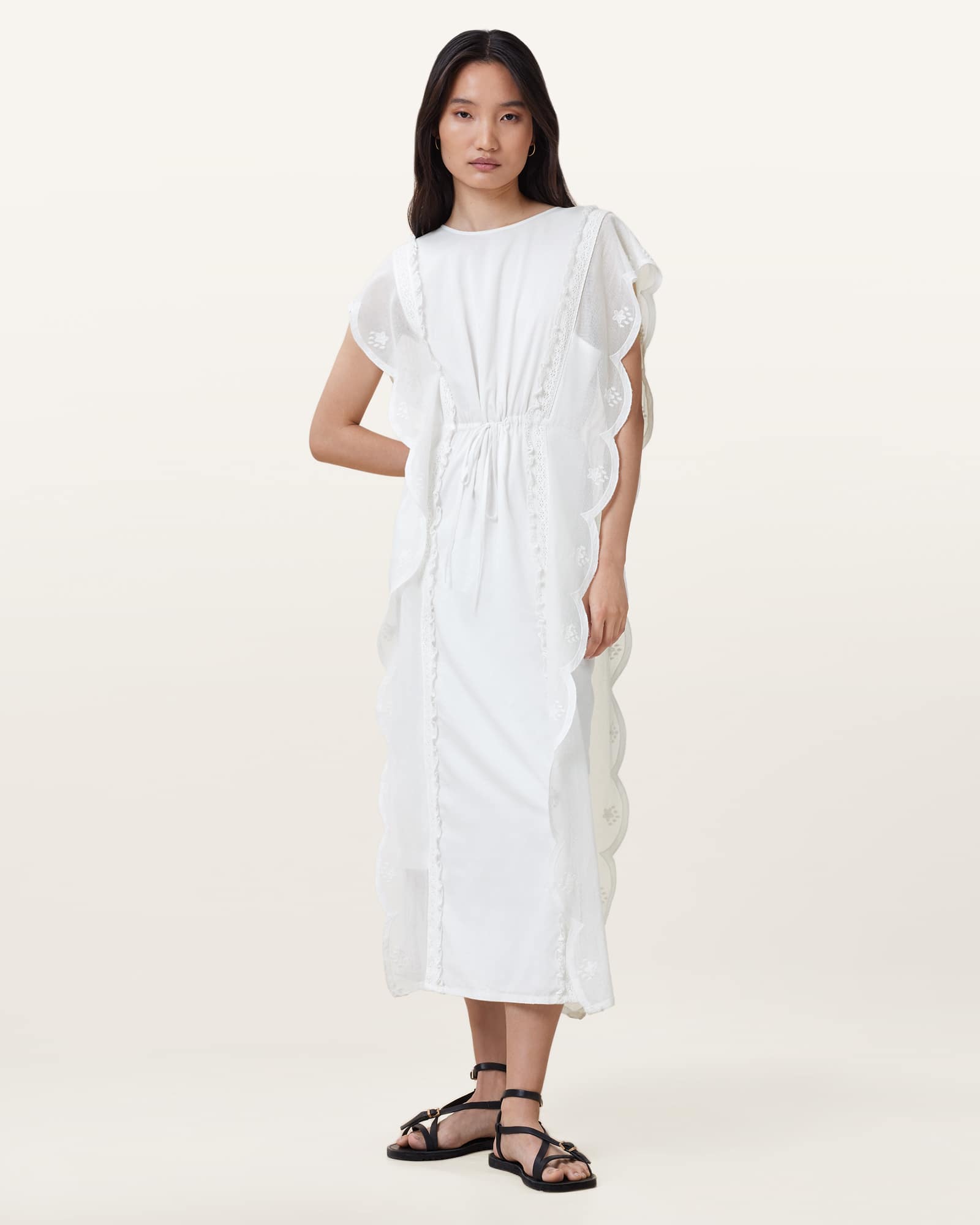 All Saints Ola Midi Dress Off White