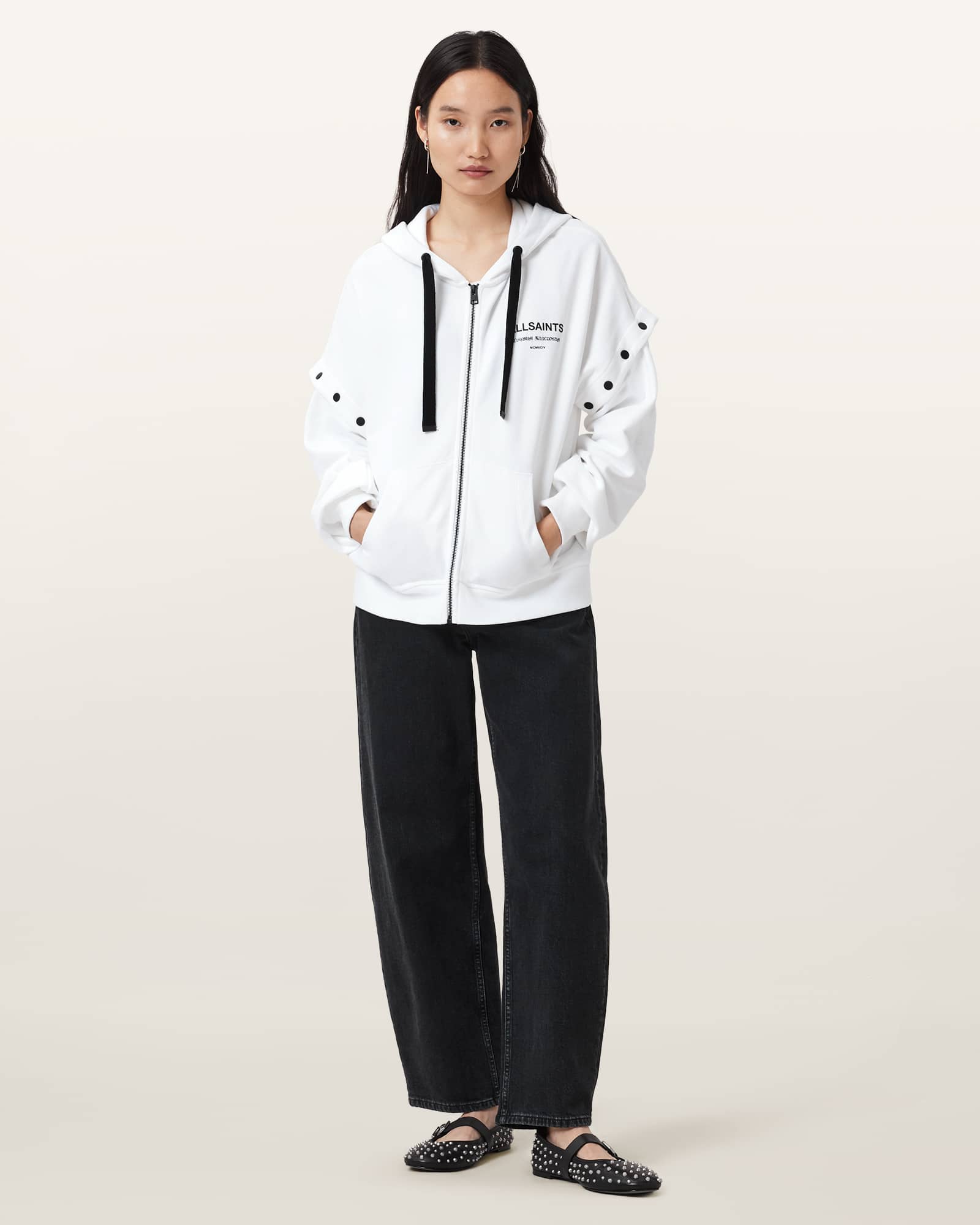 All Saints Omnium Amphia Hoodie Optic White