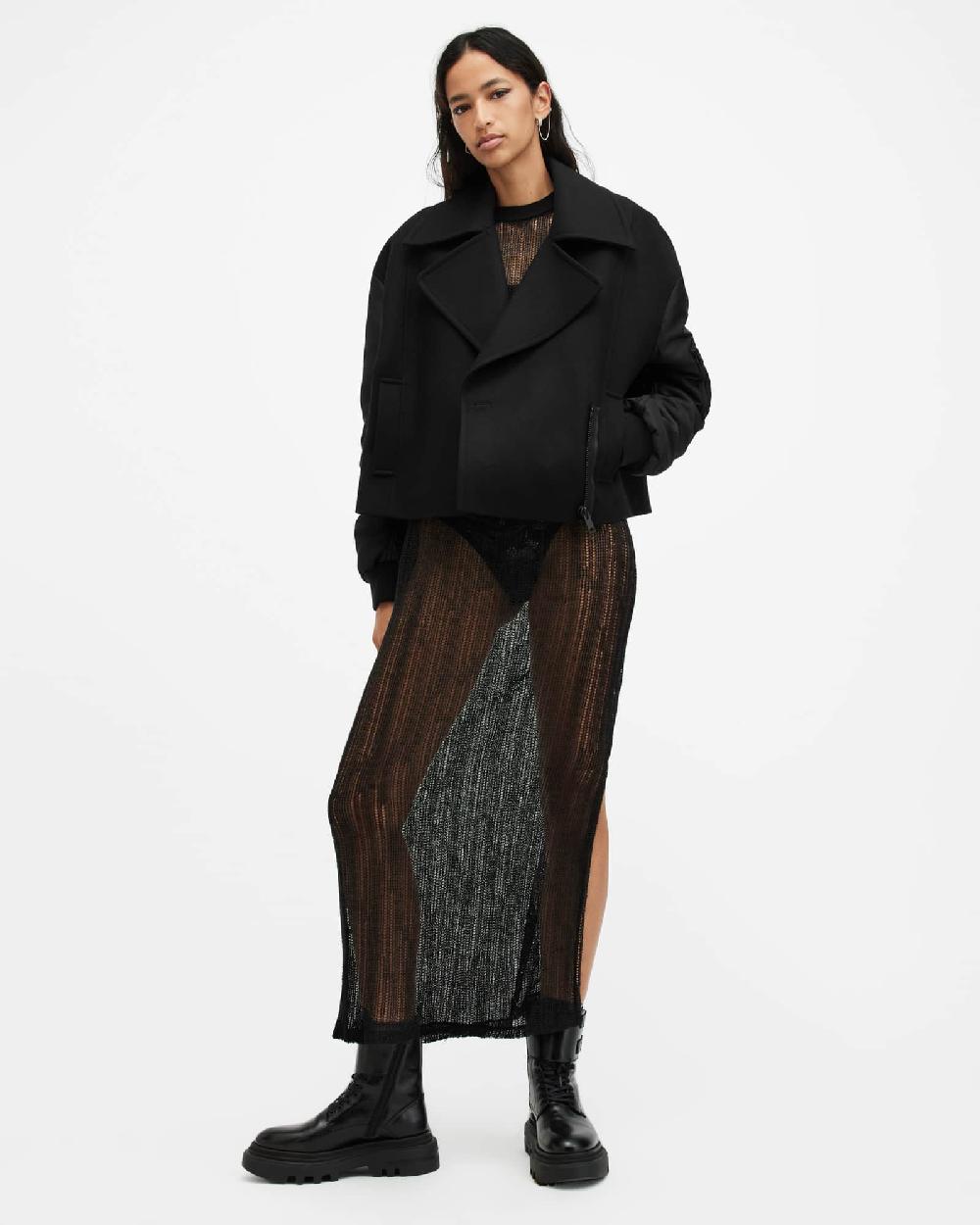 All Saints Orla Wool Cashmere Blend Jacket Black