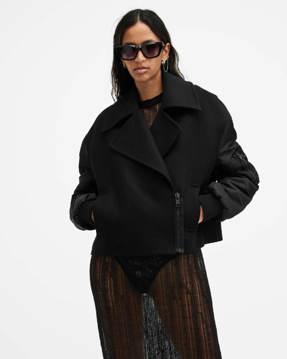 All Saints Orla Wool Cashmere Blend Jacket Black