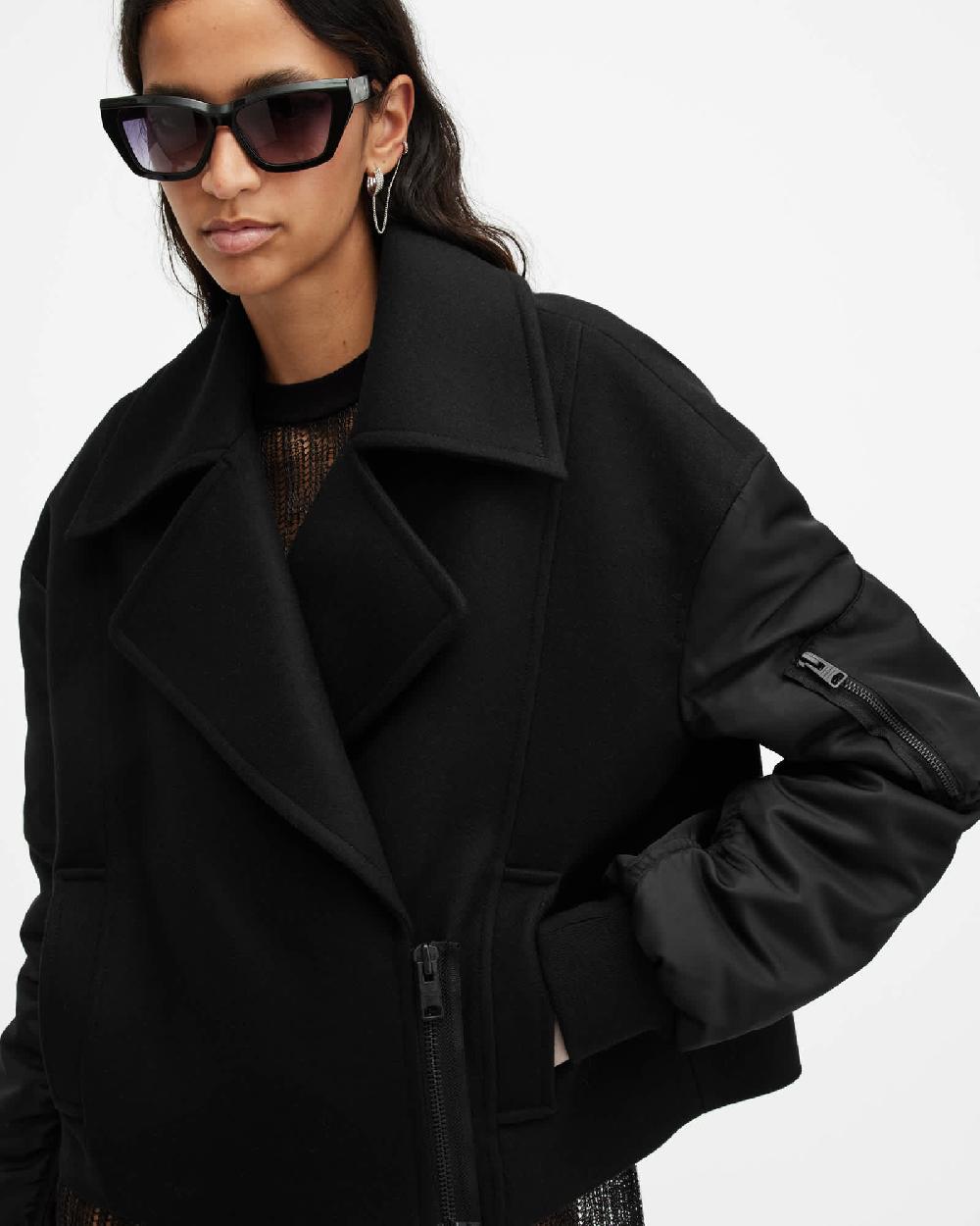 All Saints Orla Wool Cashmere Blend Jacket Black