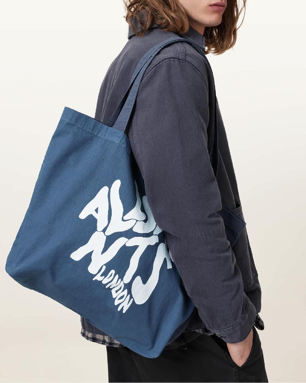 All Saints Orlando Logo Printed Tote Bag Cove Blue