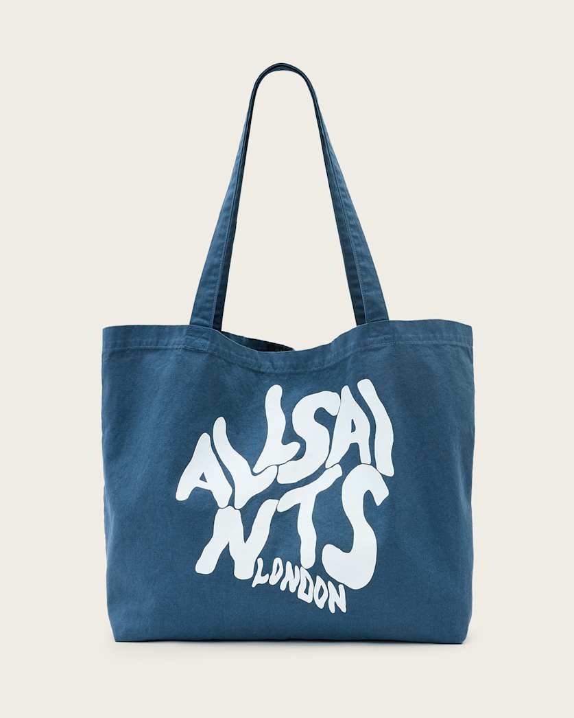 all saints Orlando Logo Printed Tote Bag Cove Blue