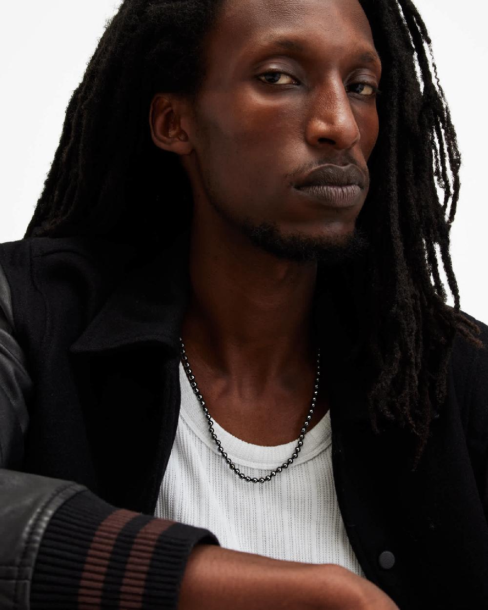 All Saints Osborn Beaded Necklace GREY/WARM SILVER