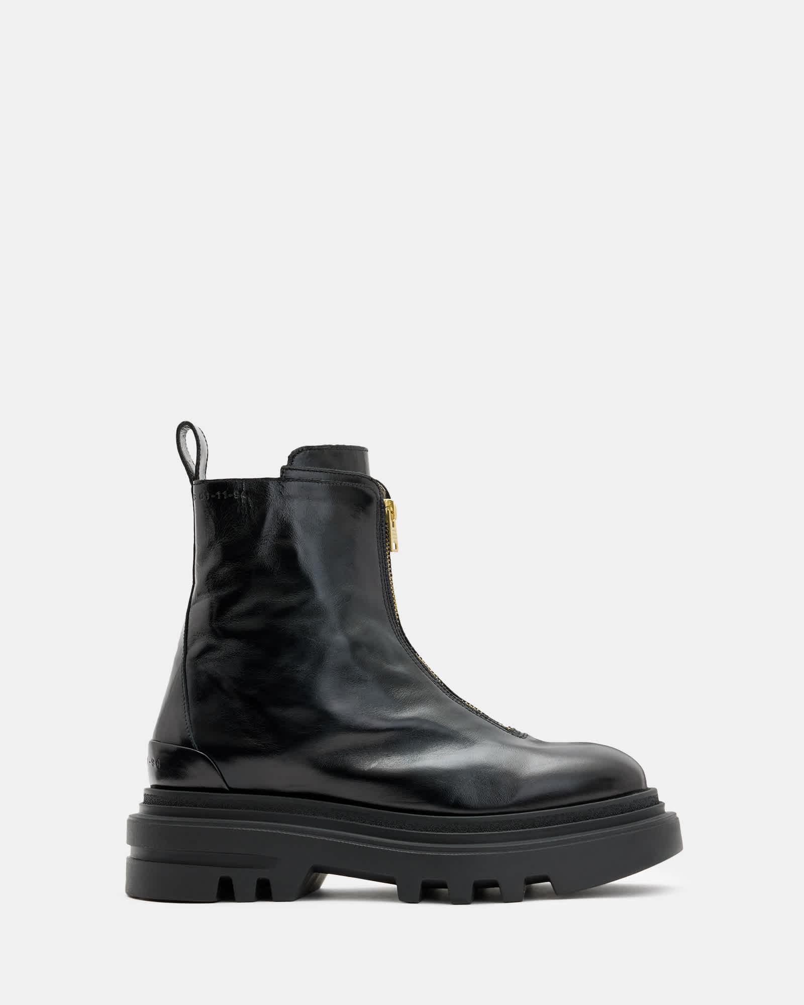 All Saints Othello Zip Leather Boots Black