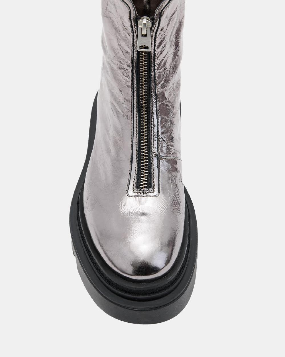 All Saints Othello Zip Leather Boots Gunmetal Grey