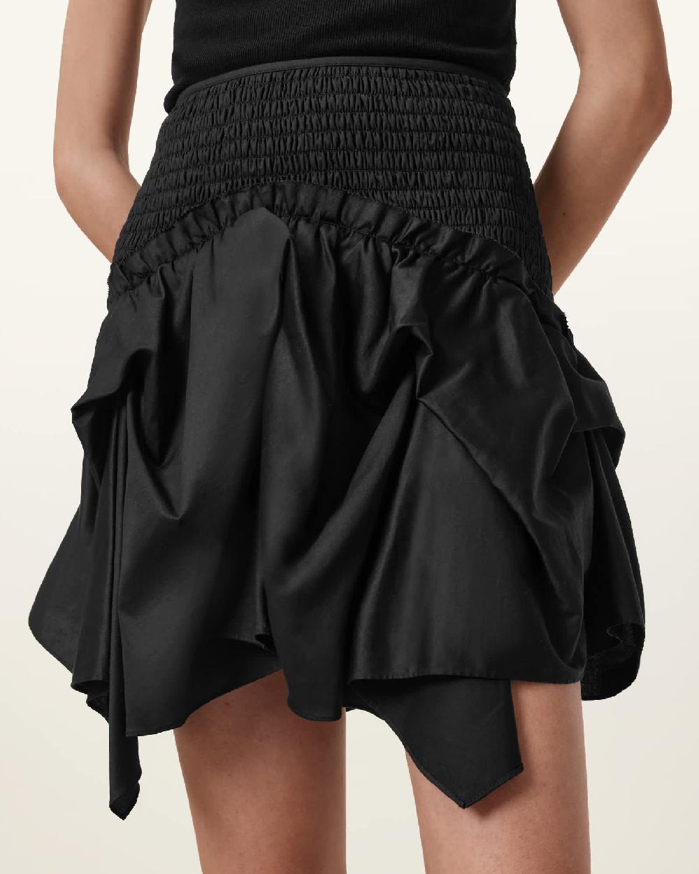 All Saints Palmer Asymmetric Mini Skirt Black