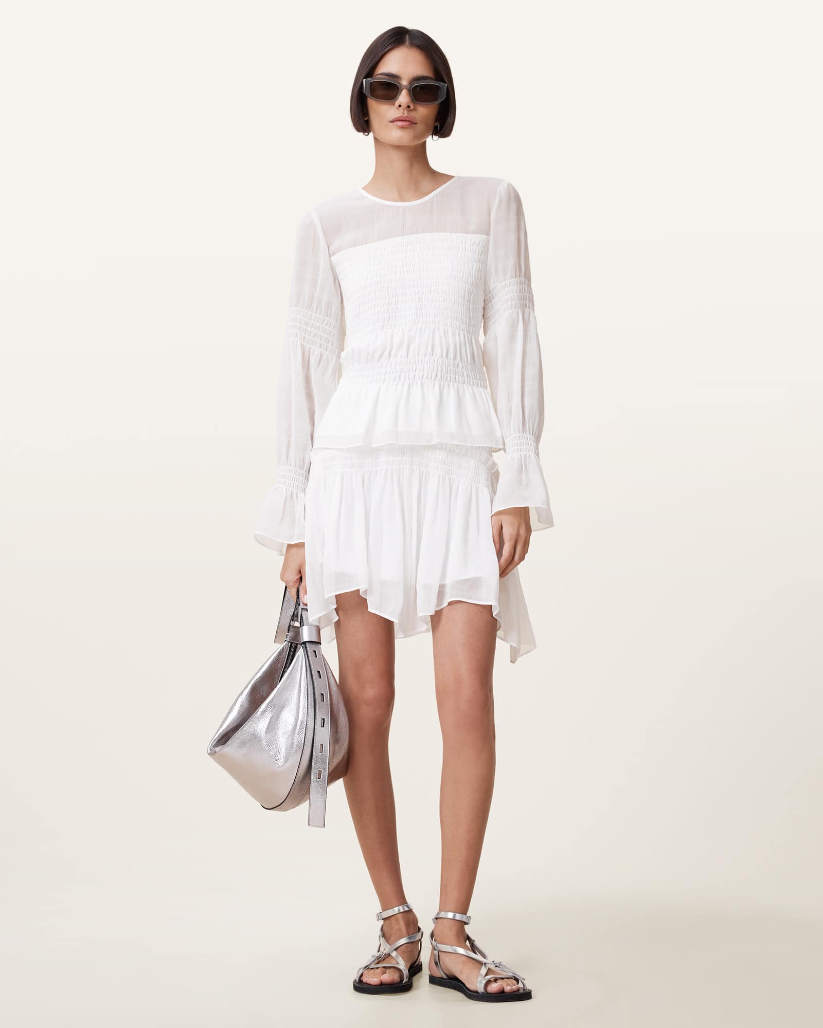 All Saints Pamela High-Rise Mini Skirt Snow White