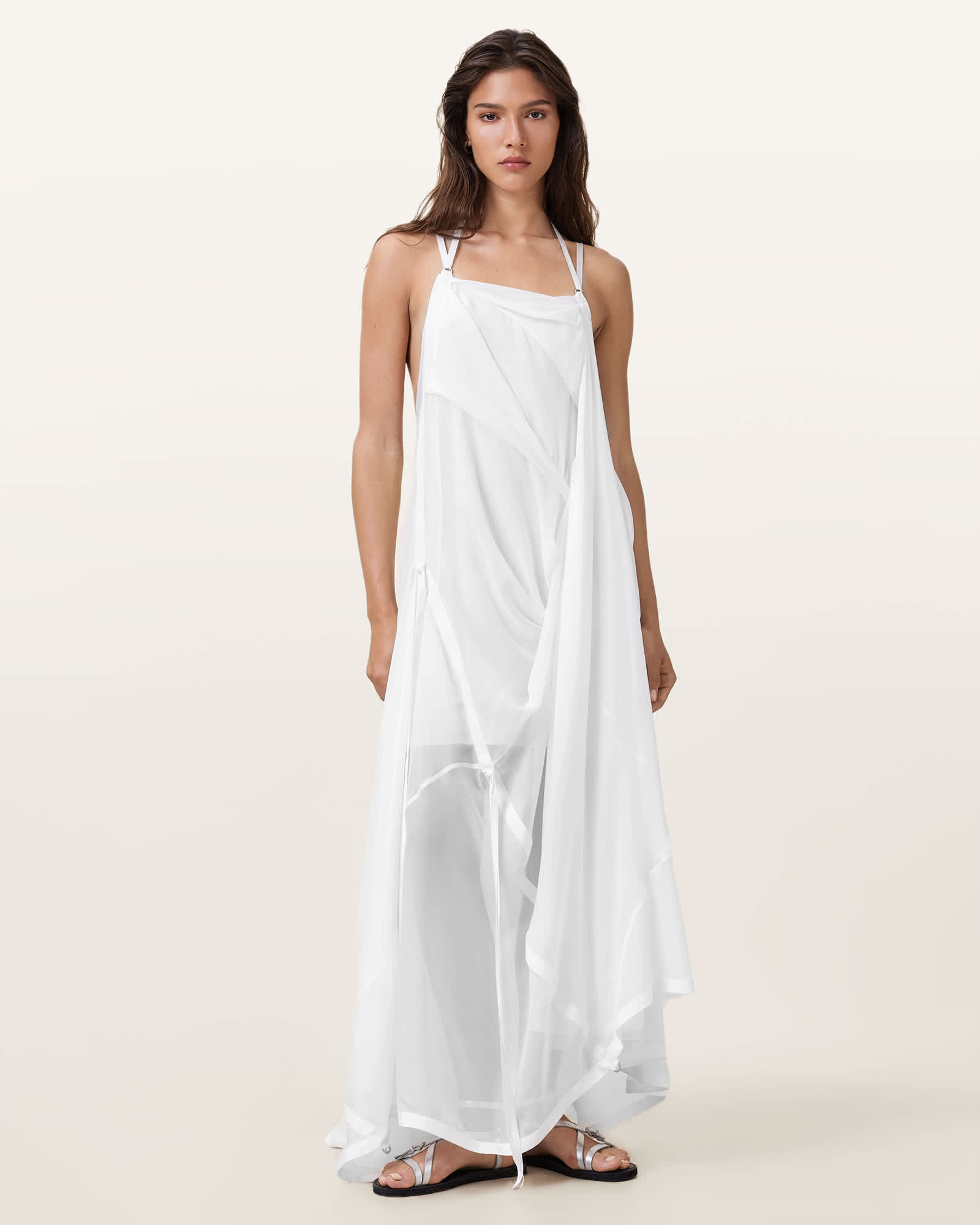 All Saints Parachute Silk Dress White