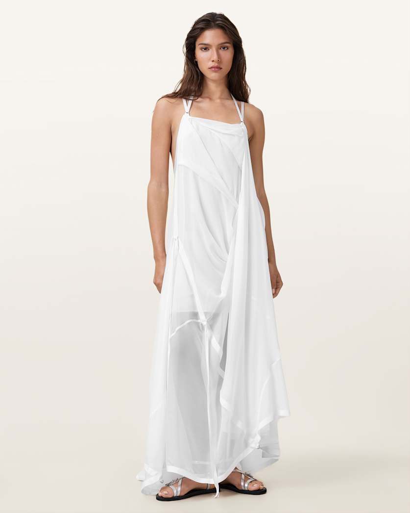 all saints Parachute Silk Dress White