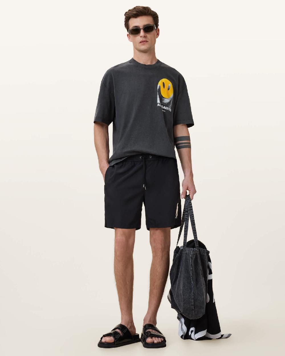 All Saints Party Wave Swim Shorts Jet Black
