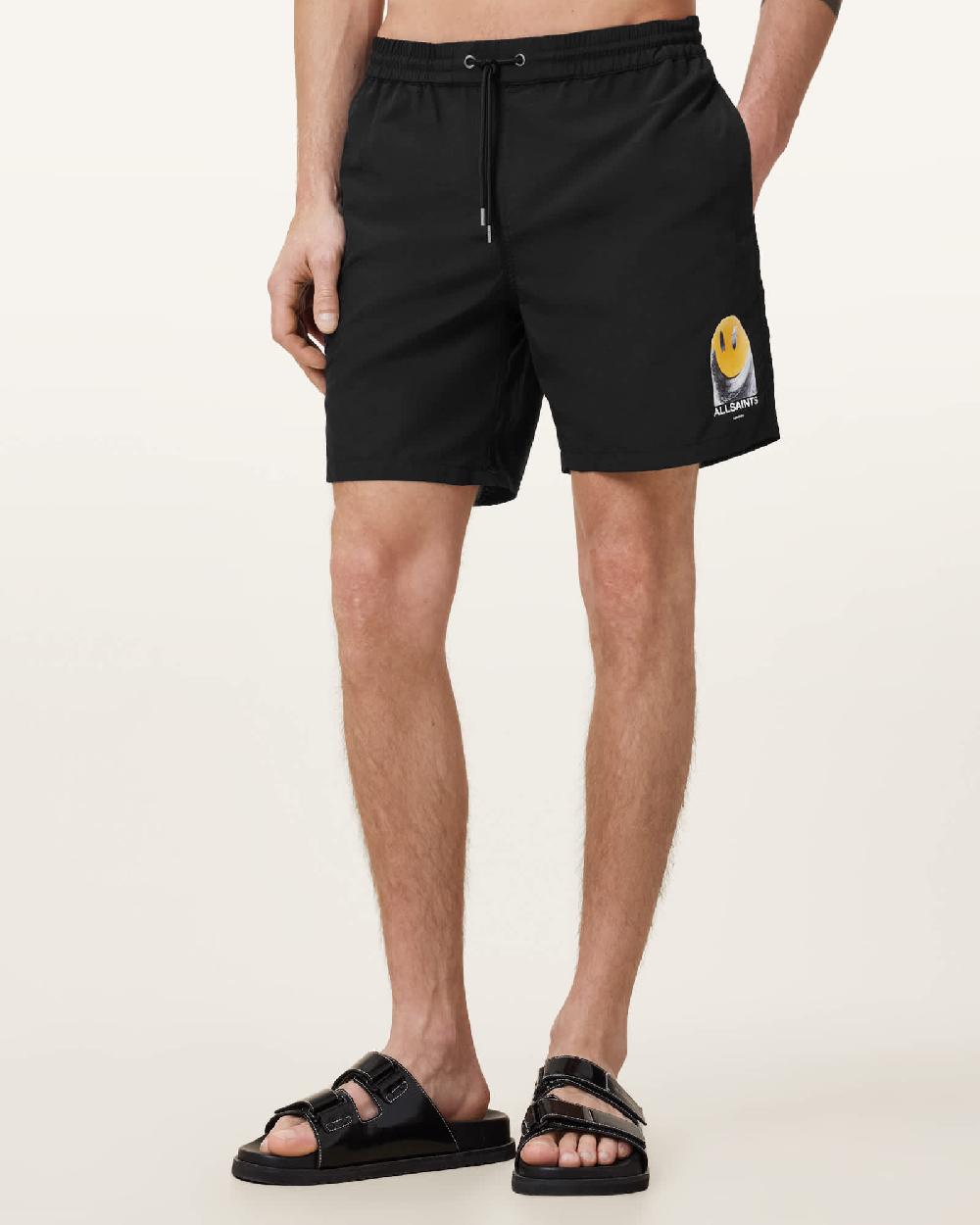 All Saints Party Wave Swim Shorts Jet Black
