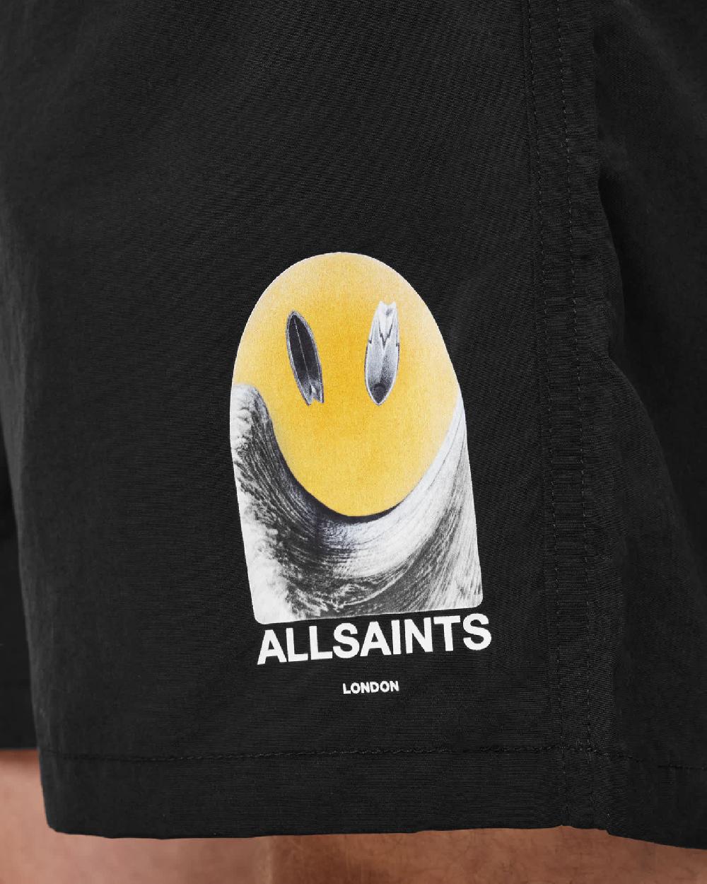 All Saints Party Wave Swim Shorts Jet Black