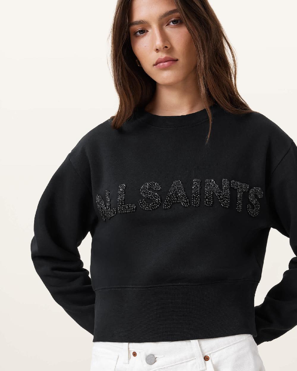 All Saints Pearl Separo Sequin Sweatshirt Black
