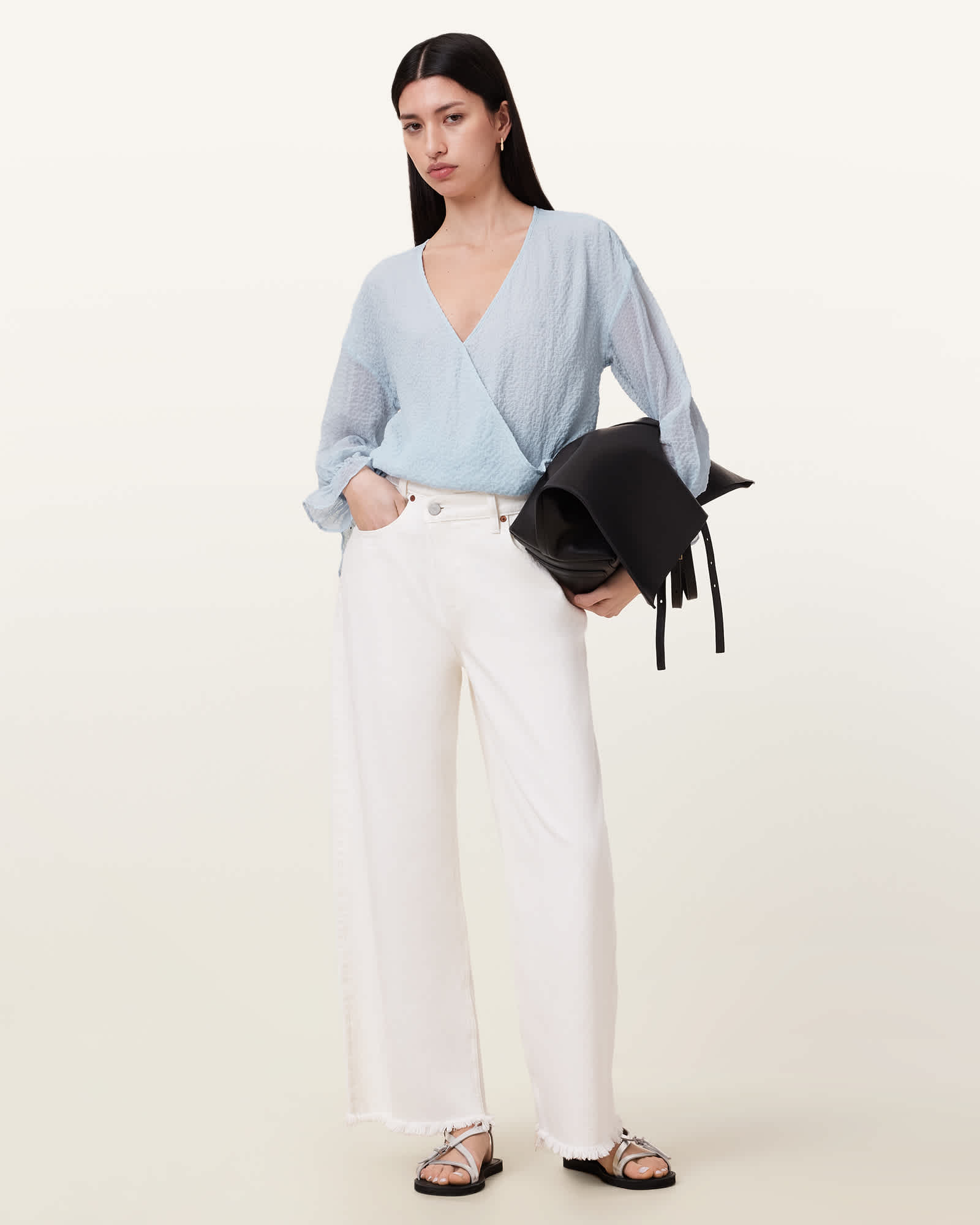 All Saints Penny Seersucker Top Plein Air Blue