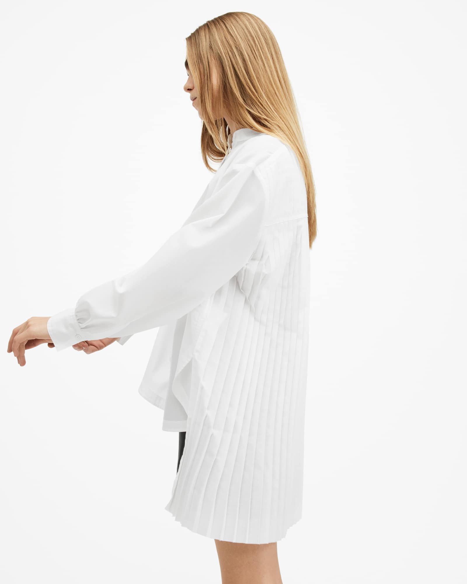 All Saints Percy Pleated Relaxed Fit Shirt White
