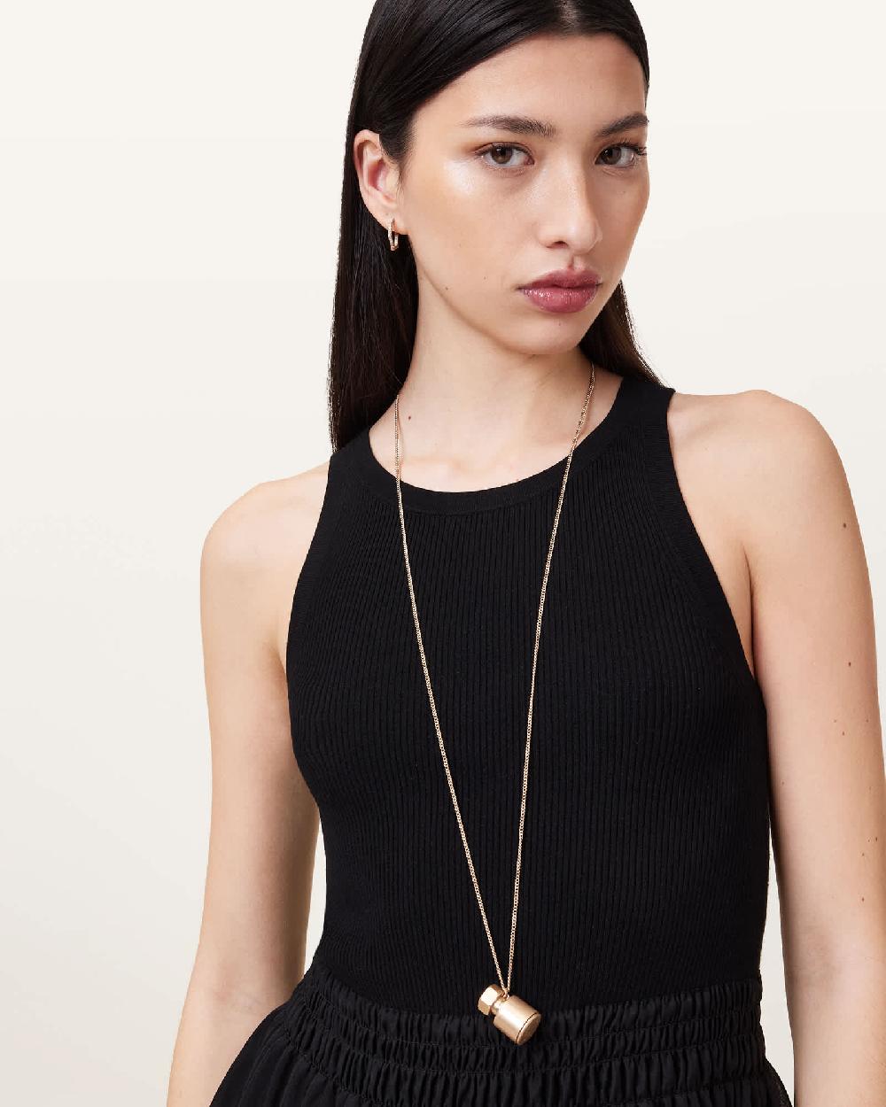 All Saints Perfume Chain Necklace Warm Brass