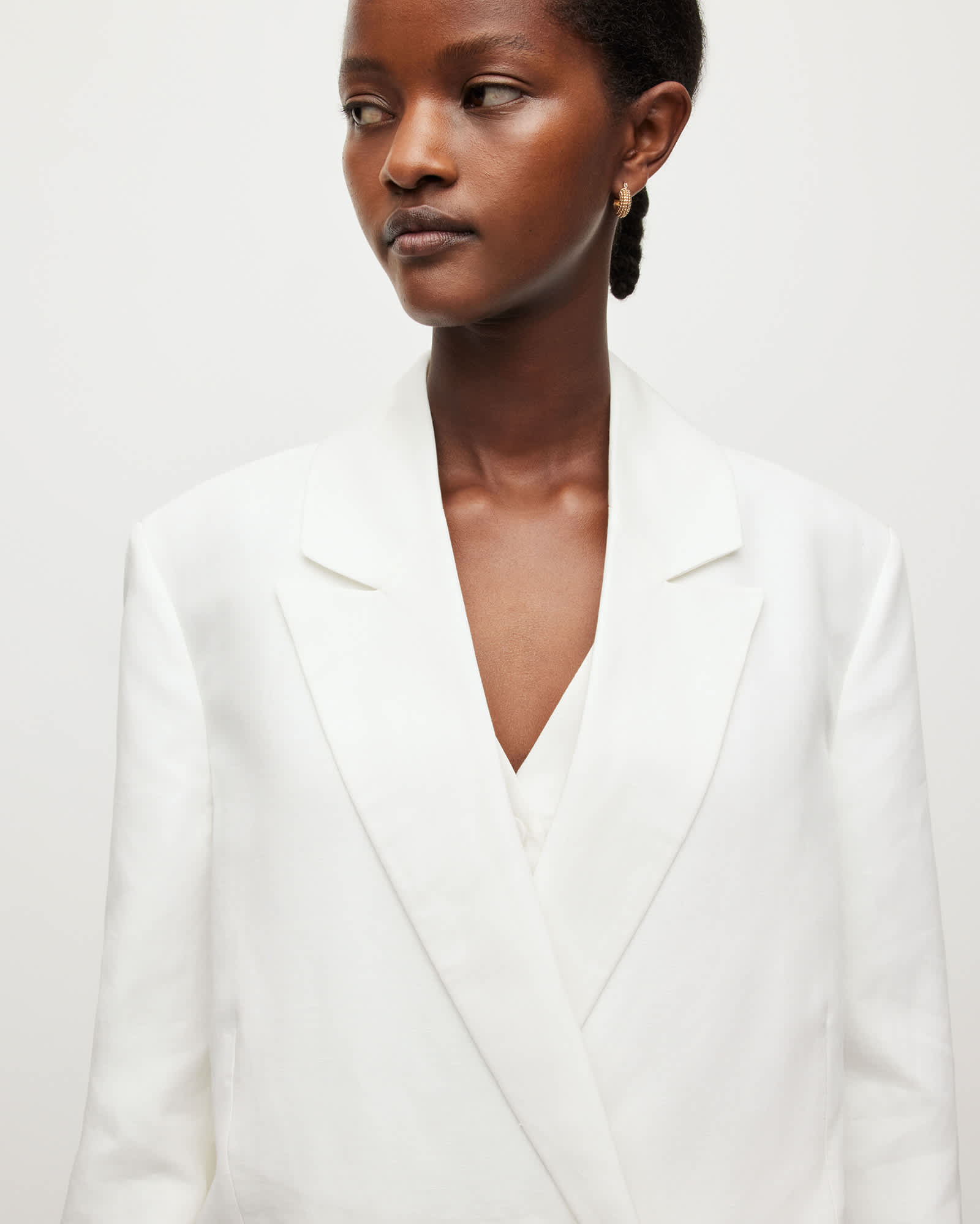 All Saints Petra Linen Blend Blazer Off White