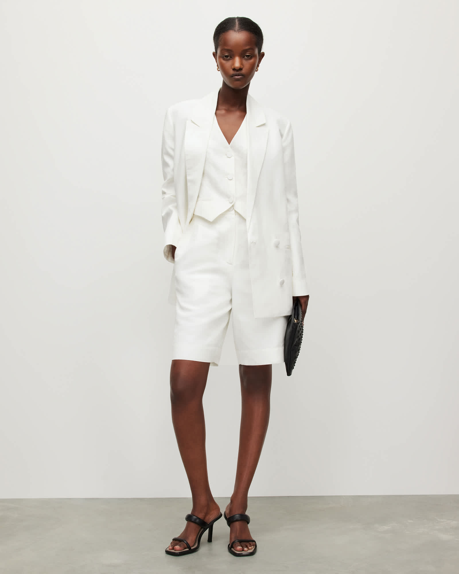 All Saints Petra Linen Blend Blazer Off White