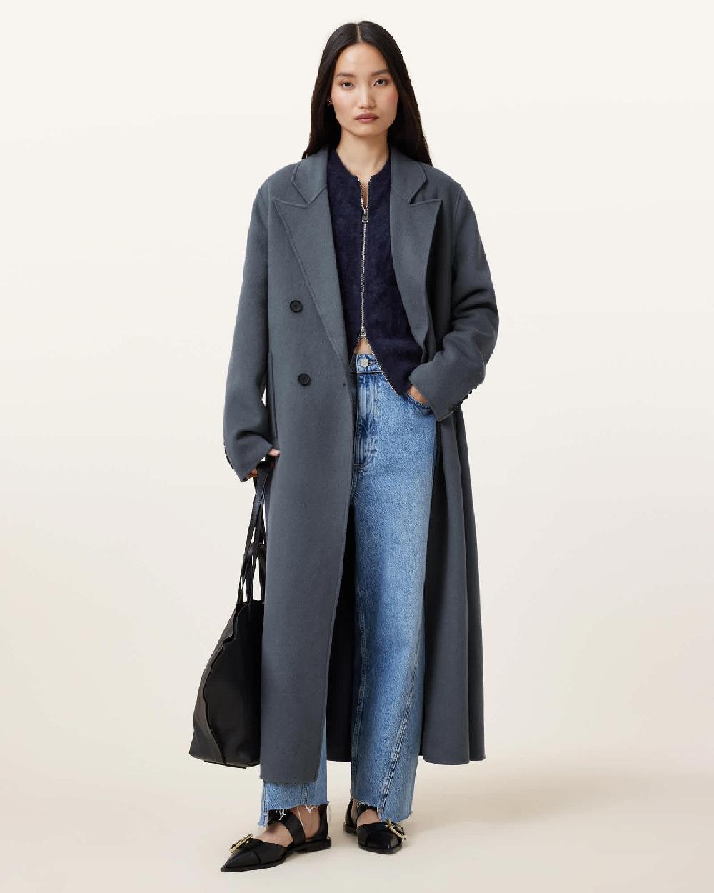 All Saints Pheebee Oversized Coat Turbulence Grey