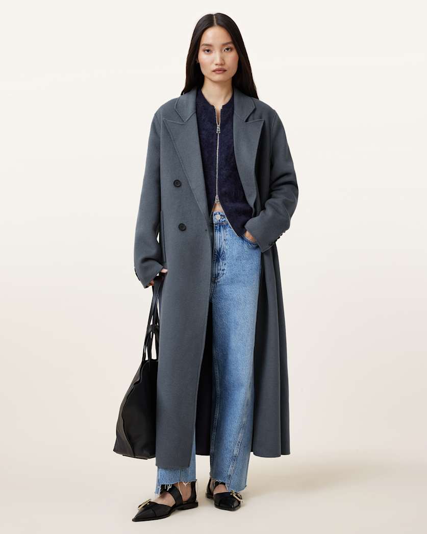 all saints Pheebee Oversized Coat Turbulence Grey